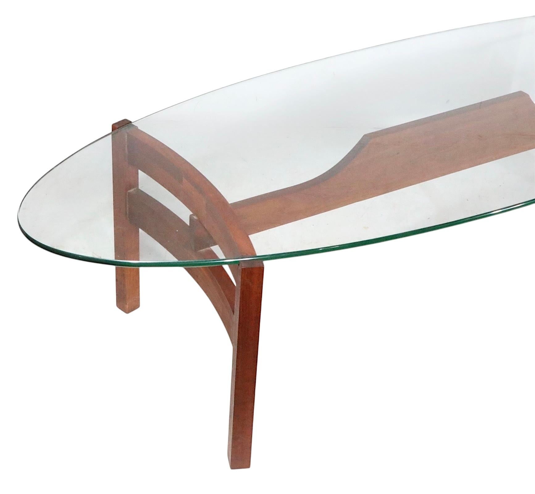Mid Century Glass Surfboard  Top Coffee Table For Sale 5