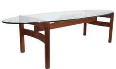 Mid Century Glass Surfboard  Top Coffee Table