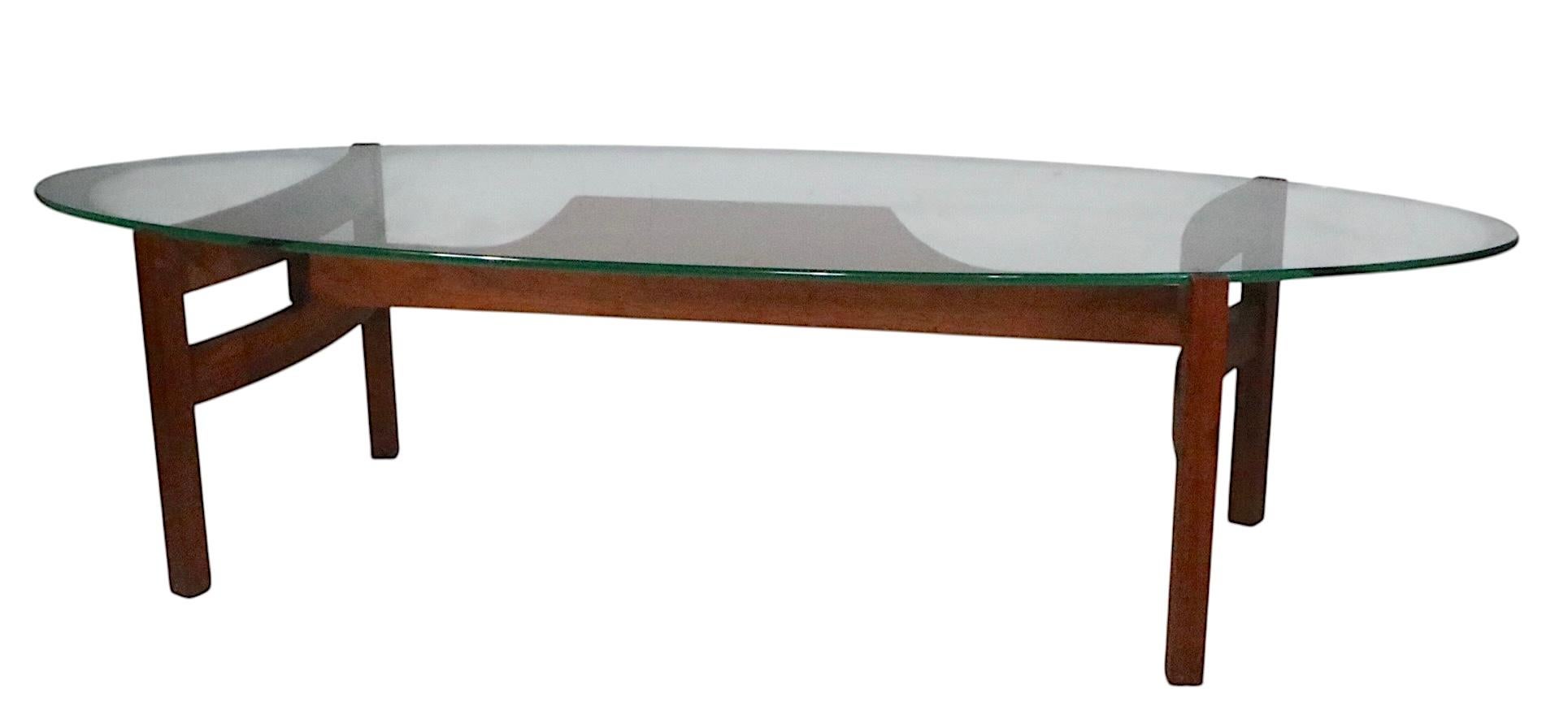 Mid-Century Modern Mid Century Glass Surfboard  Top Coffee Table For Sale