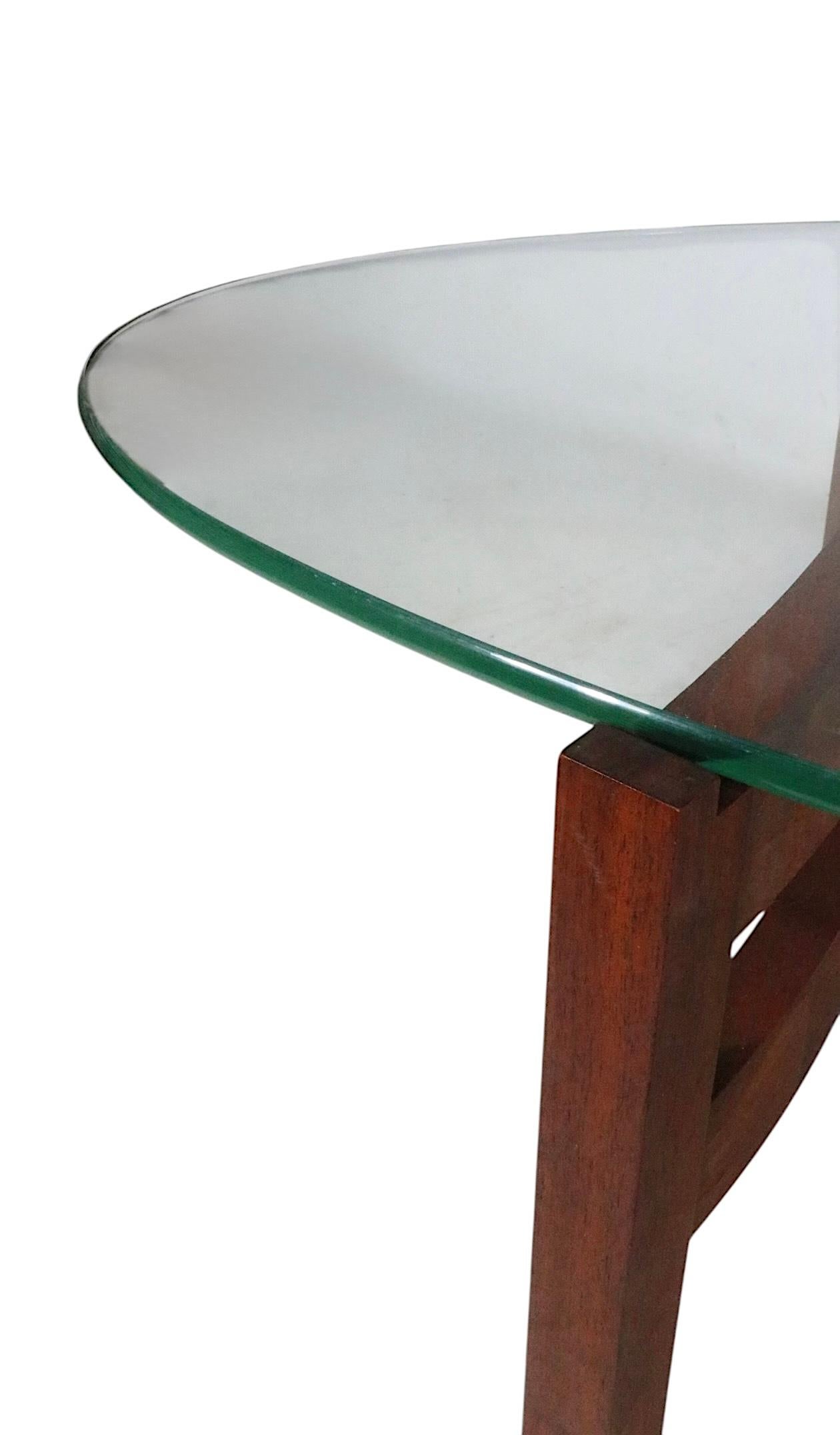 American Mid Century Glass Surfboard  Top Coffee Table For Sale