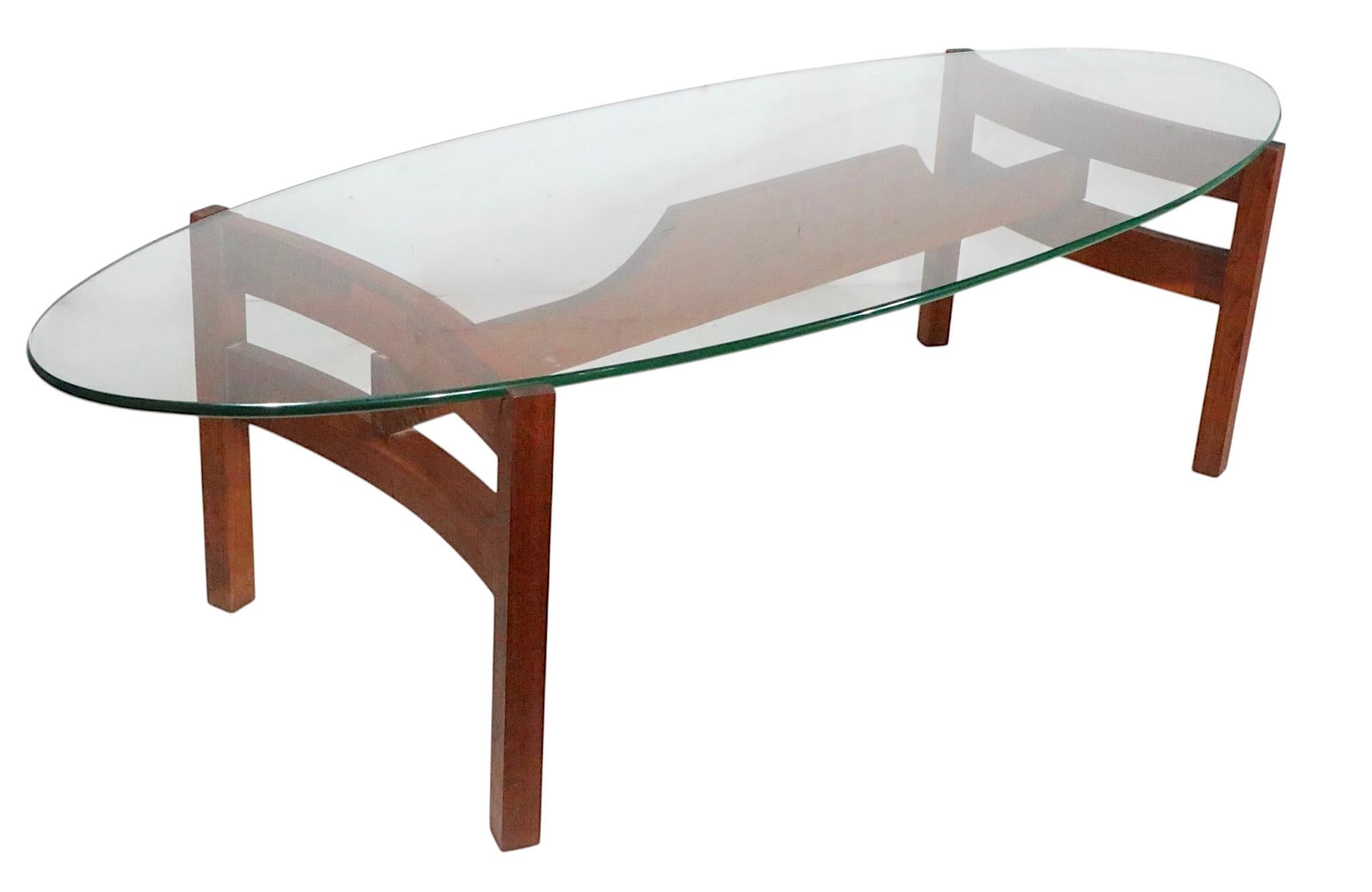 Mid Century Glass Surfboard  Top Coffee Table For Sale 2