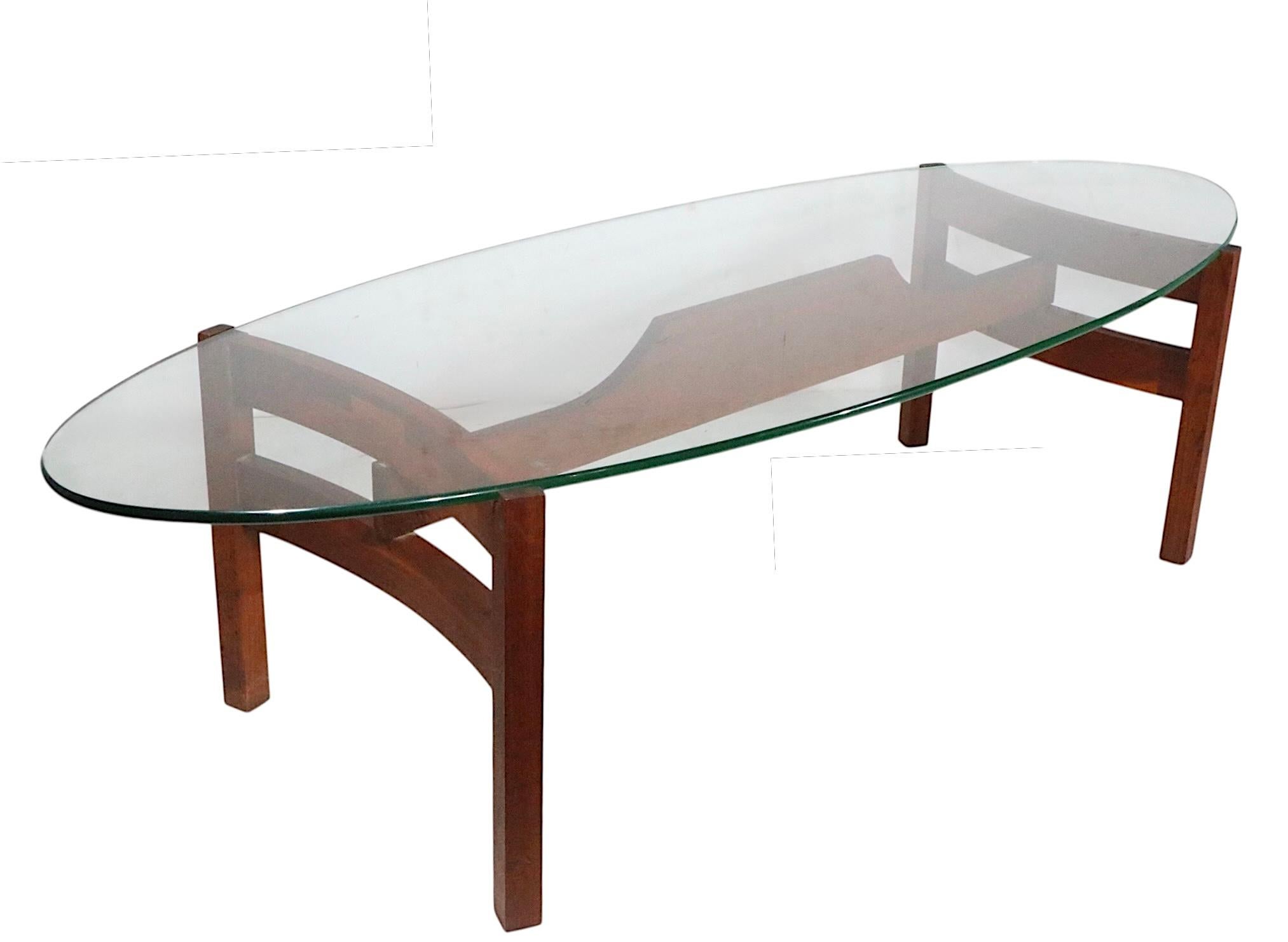 Mid Century Glass Surfboard  Top Coffee Table For Sale 3