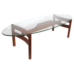 Tabla de surf de cristal de mediados de siglo  Mesa baja superior