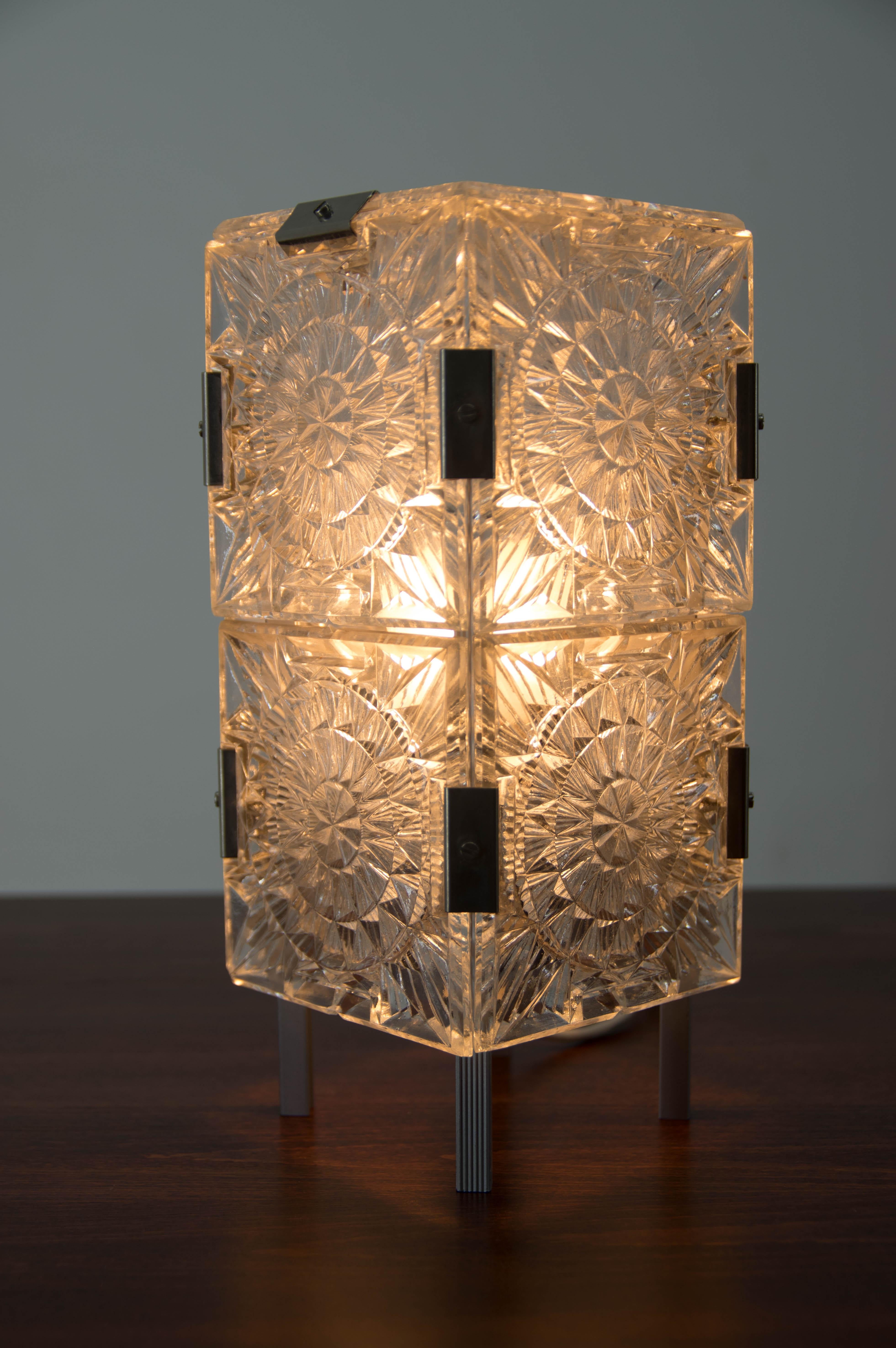 Mid-Century Modern Mid-Century Glass Table Lamp by Kamenicky Senov, 1970s For Sale