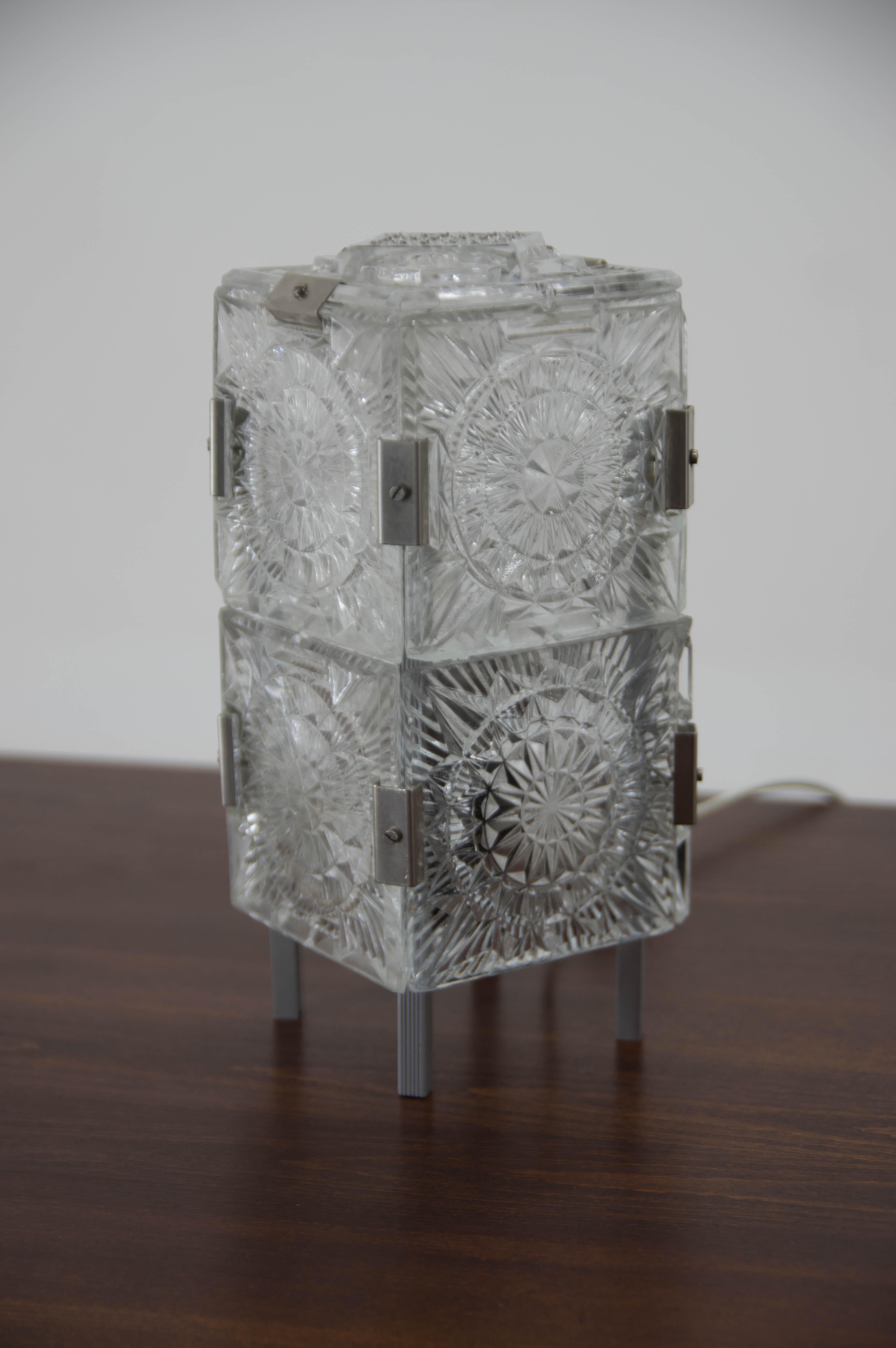 Late 20th Century Mid-Century Glass Table Lamp by Kamenicky Senov, 1970s For Sale
