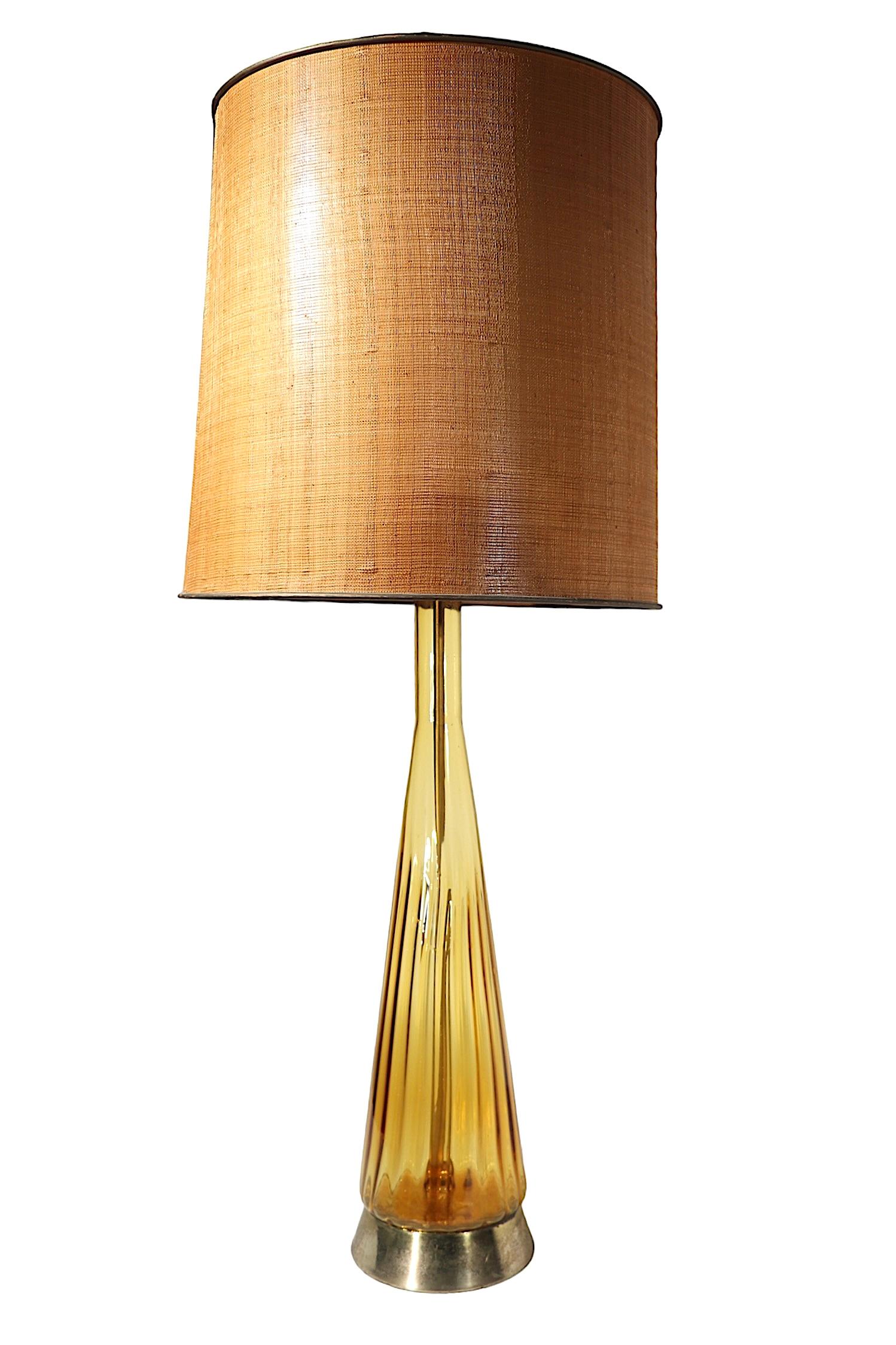 Mid Century Glass Table Lamp For Sale 9