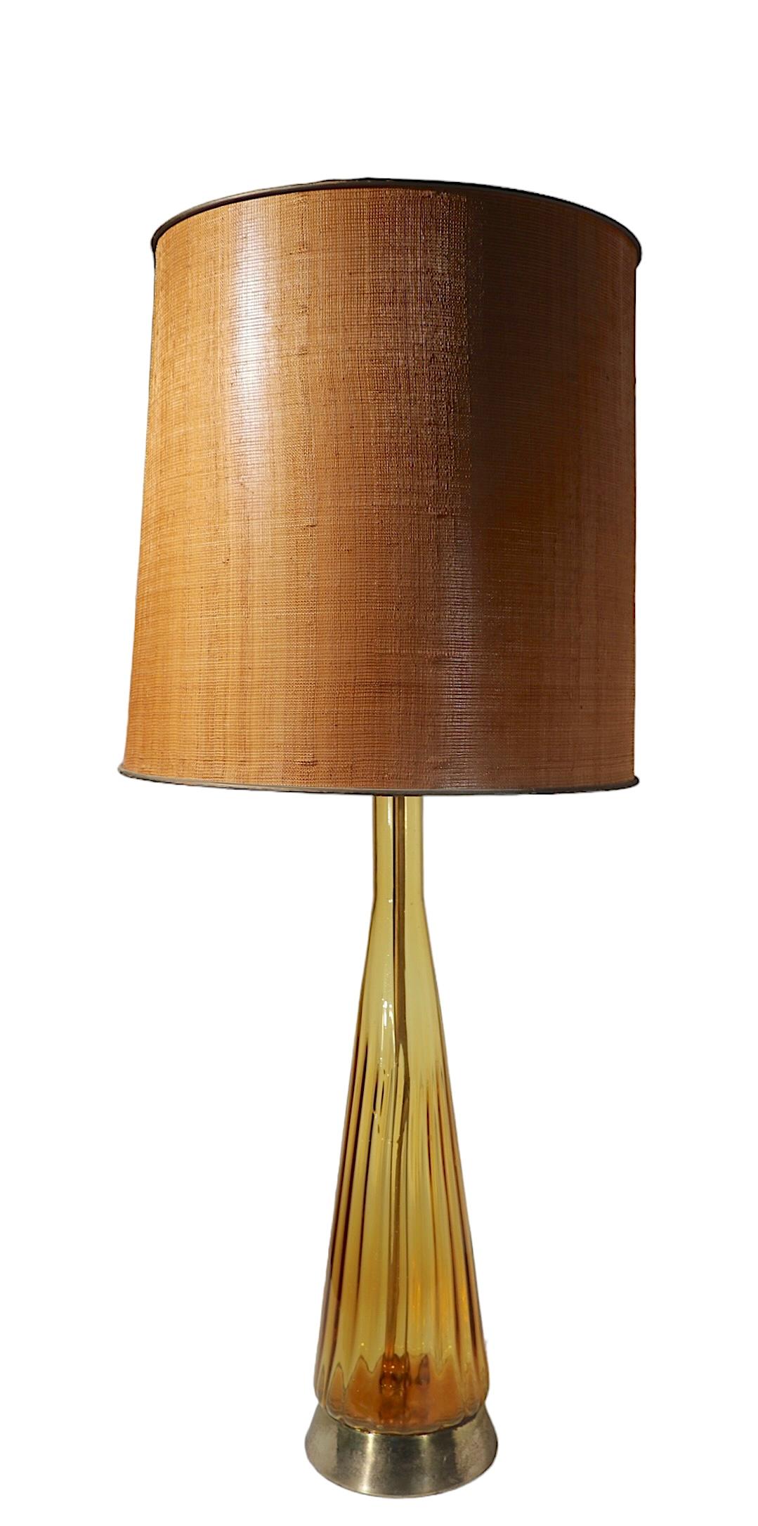 American Mid Century Glass Table Lamp For Sale