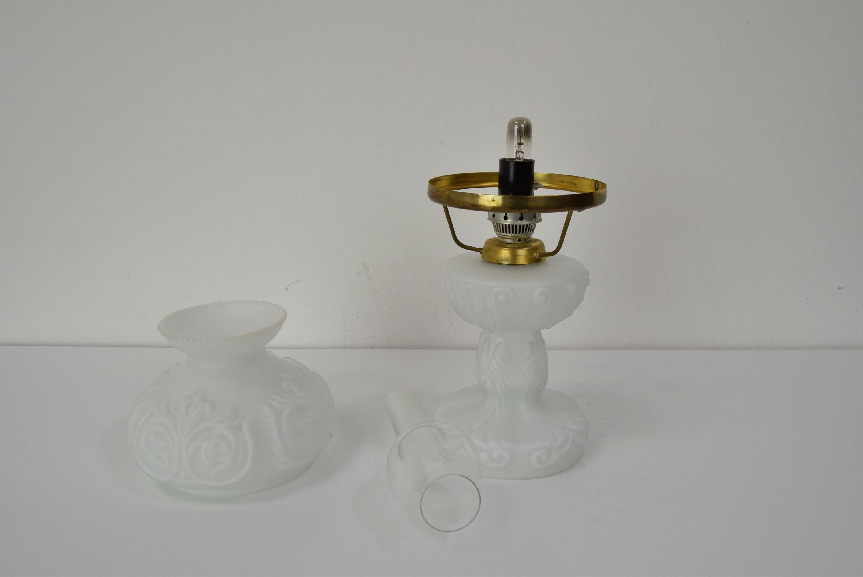 Czech Mid-Century Glass Table Lamp, 1960's For Sale