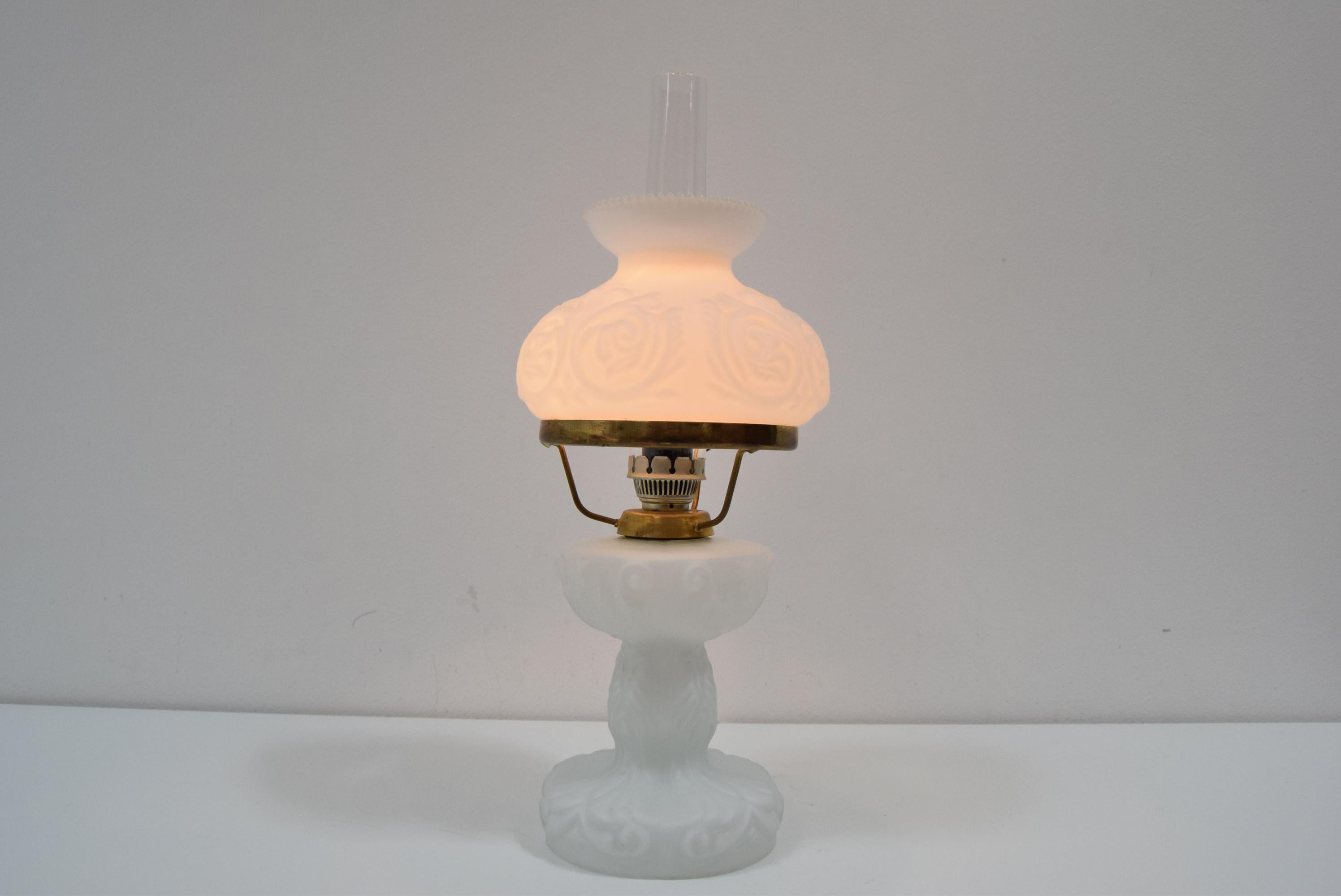 Mid-Century Glass Table Lamp, 1960's In Good Condition For Sale In Praha, CZ