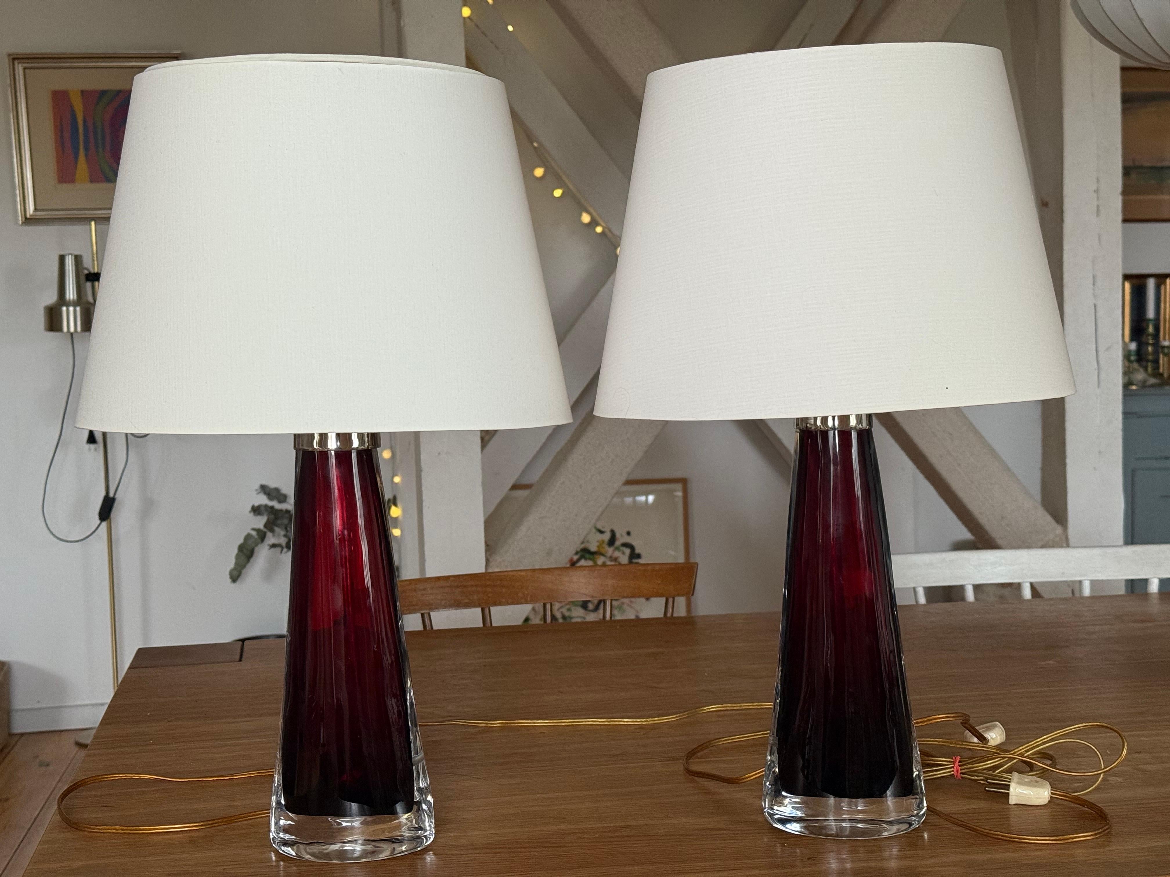 Mid-Century Glass Table Lamps by Carl Fagerlund for Orrefors, 1960s, Set of 2 en venta 3