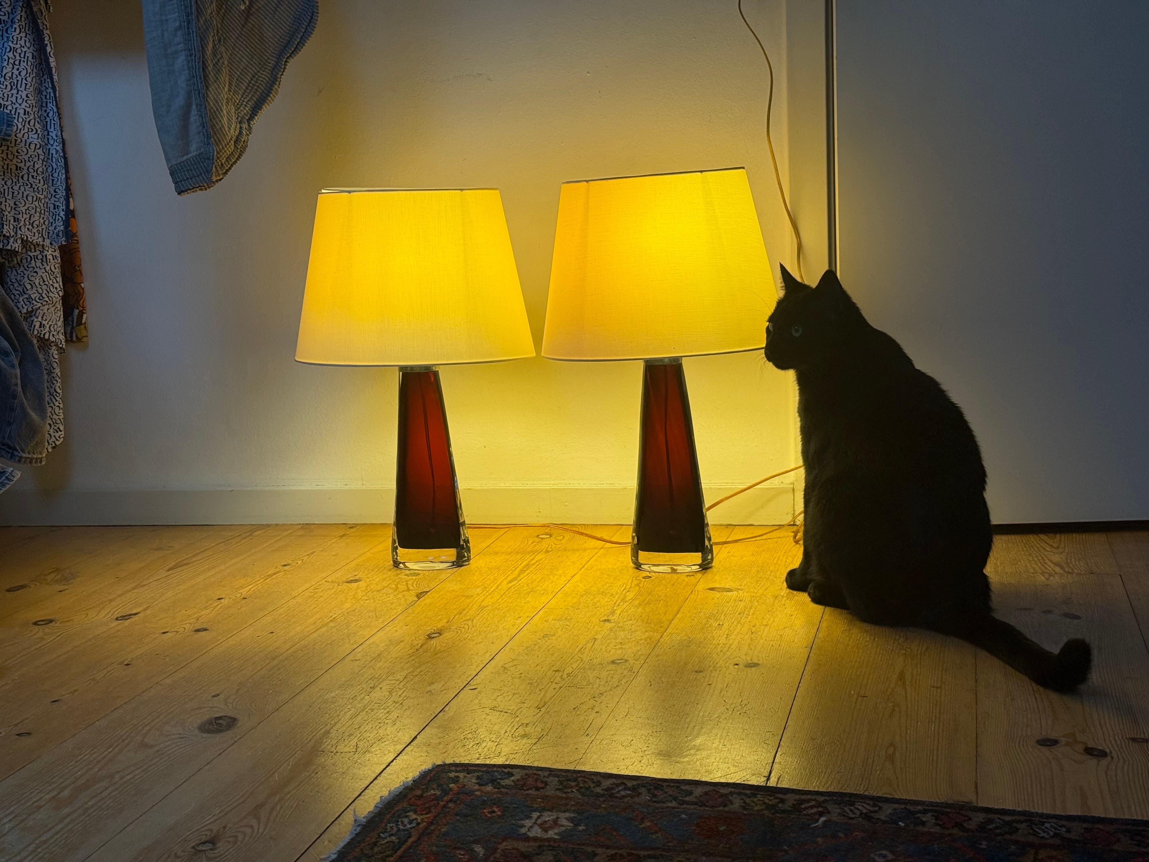 Mid-Century Glass Table Lamps by Carl Fagerlund for Orrefors, 1960s, Set of 2 Sueco en venta