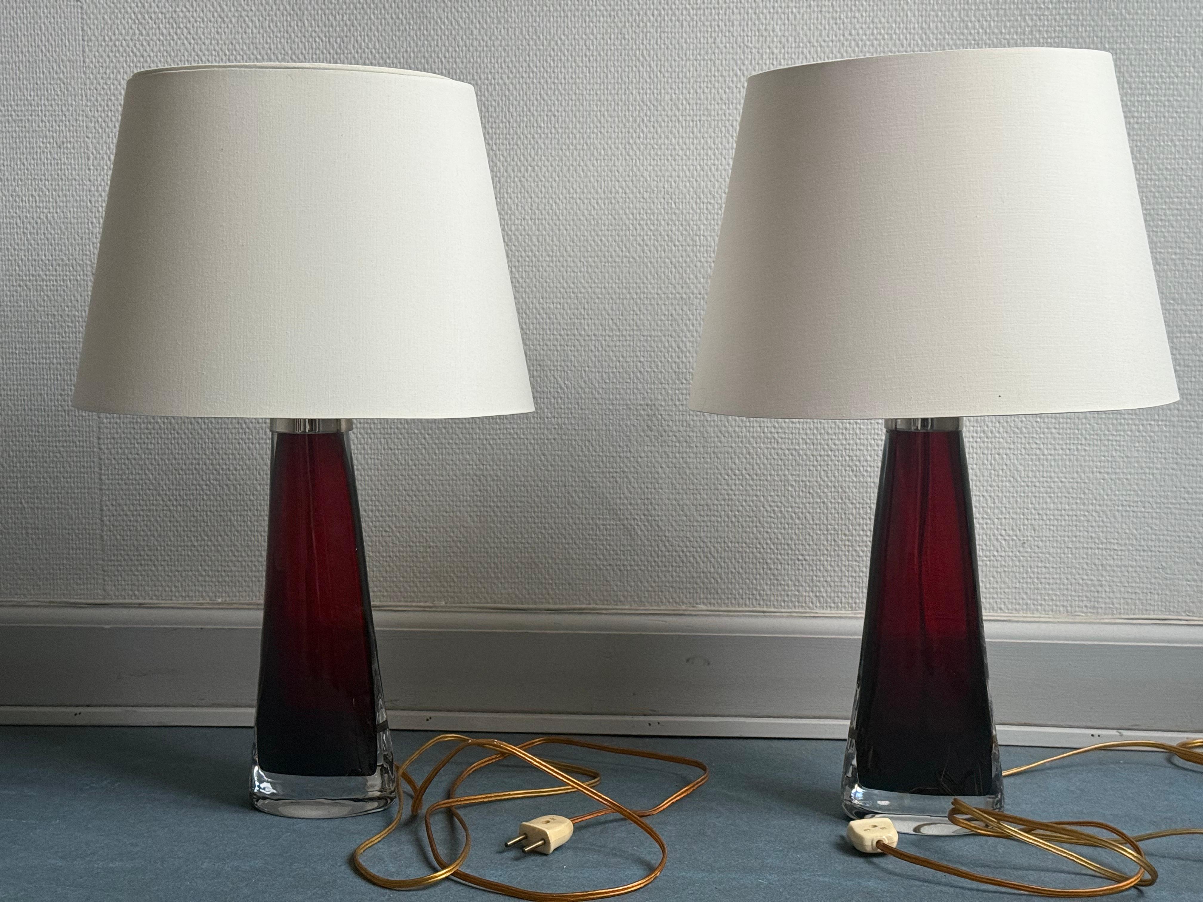 Mid-Century Glass Table Lamps by Carl Fagerlund for Orrefors, 1960s, Set of 2 mediados del siglo XX en venta