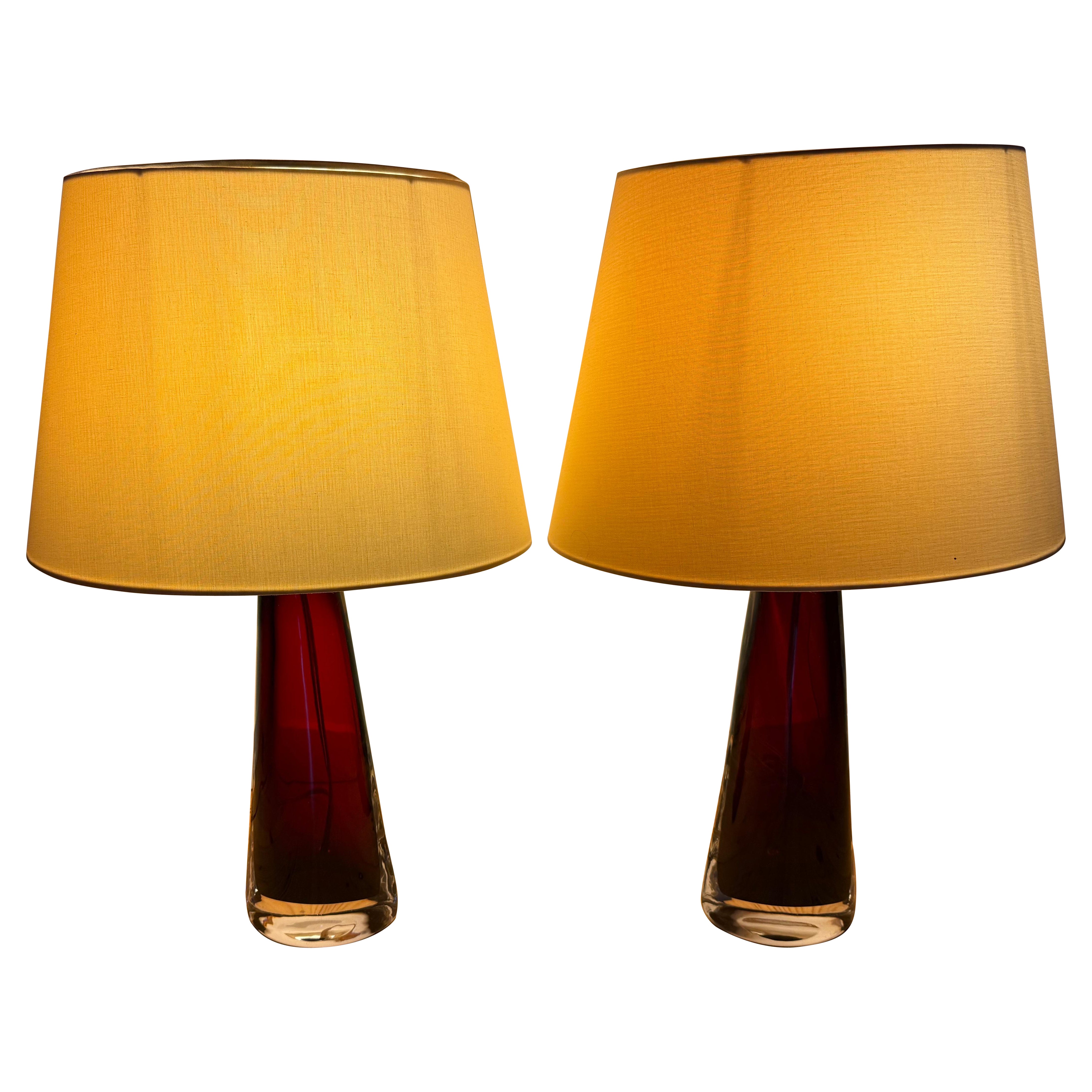 Mid-Century Glass Table Lamps by Carl Fagerlund for Orrefors, 1960s, Set of 2 en venta