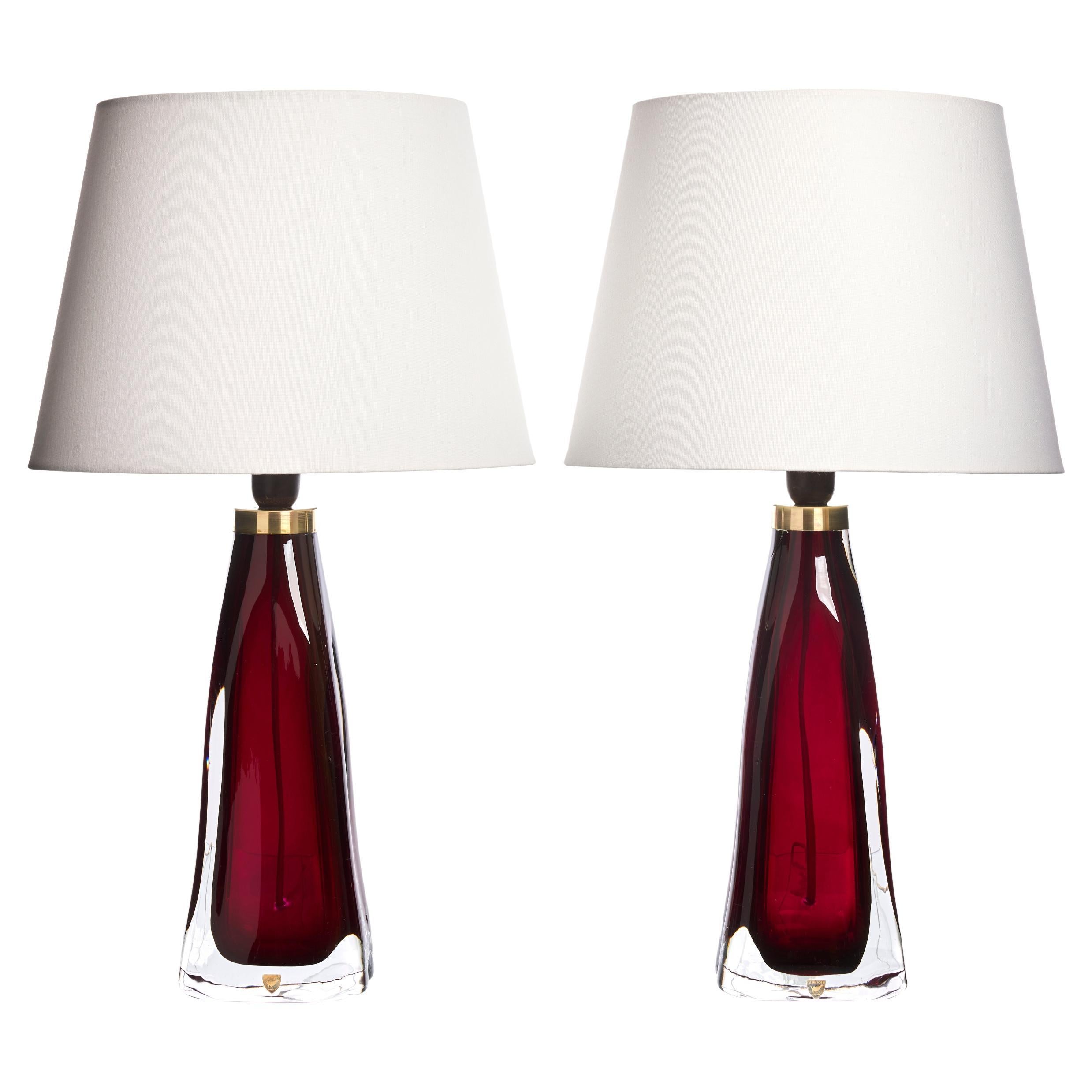 Mid-Century Glass Table Lamps by Carl Fagerlund for Orrefors, Sweden, 1960s