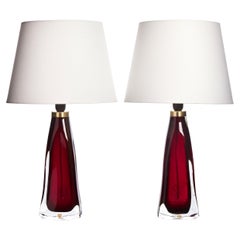 Mid-Century Glass Table Lamps by Carl Fagerlund for Orrefors, Sweden, 1960s
