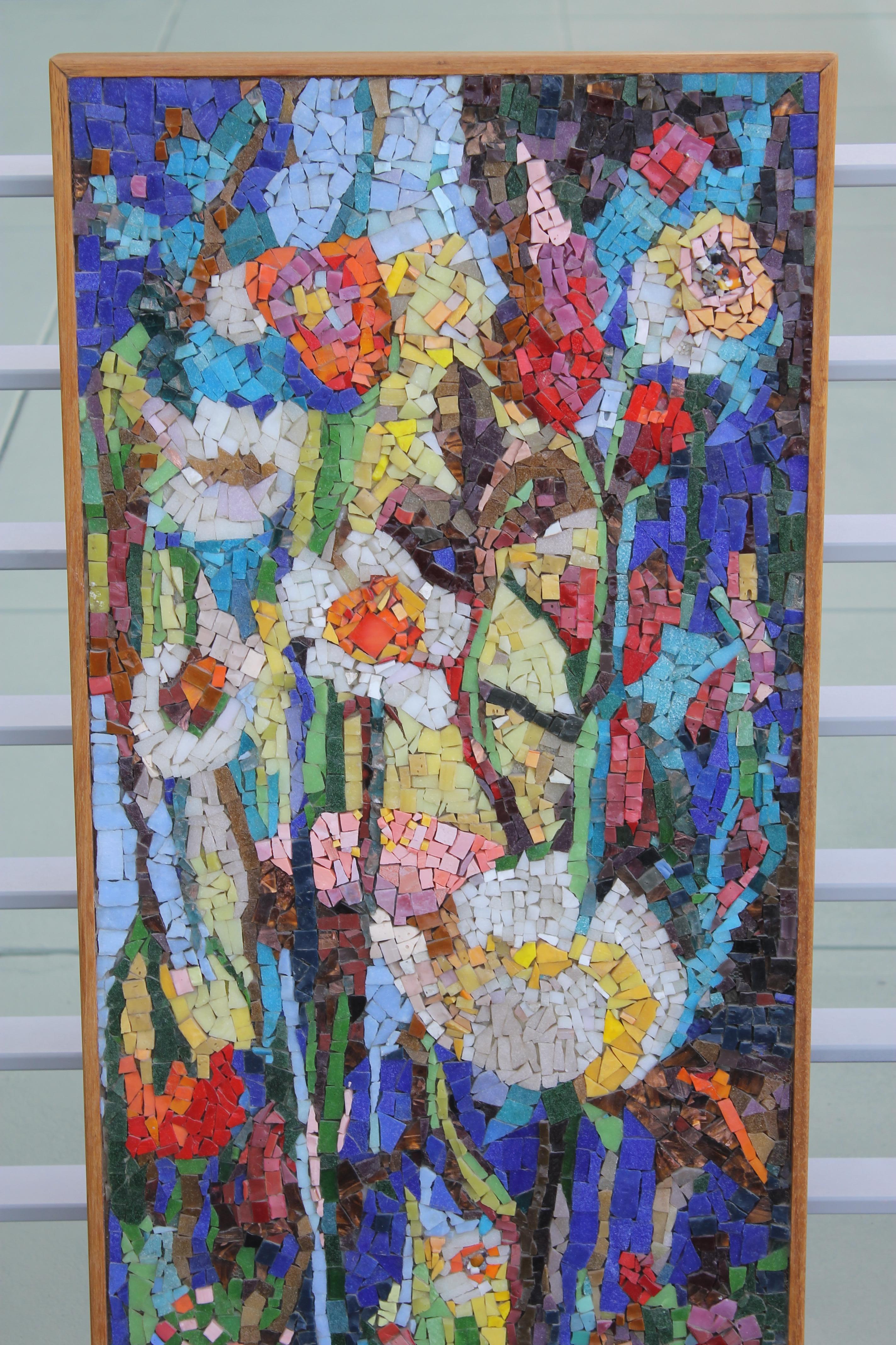 Mid-Century Modern Midcentury Glass Tessera Mosaic Signed LANE