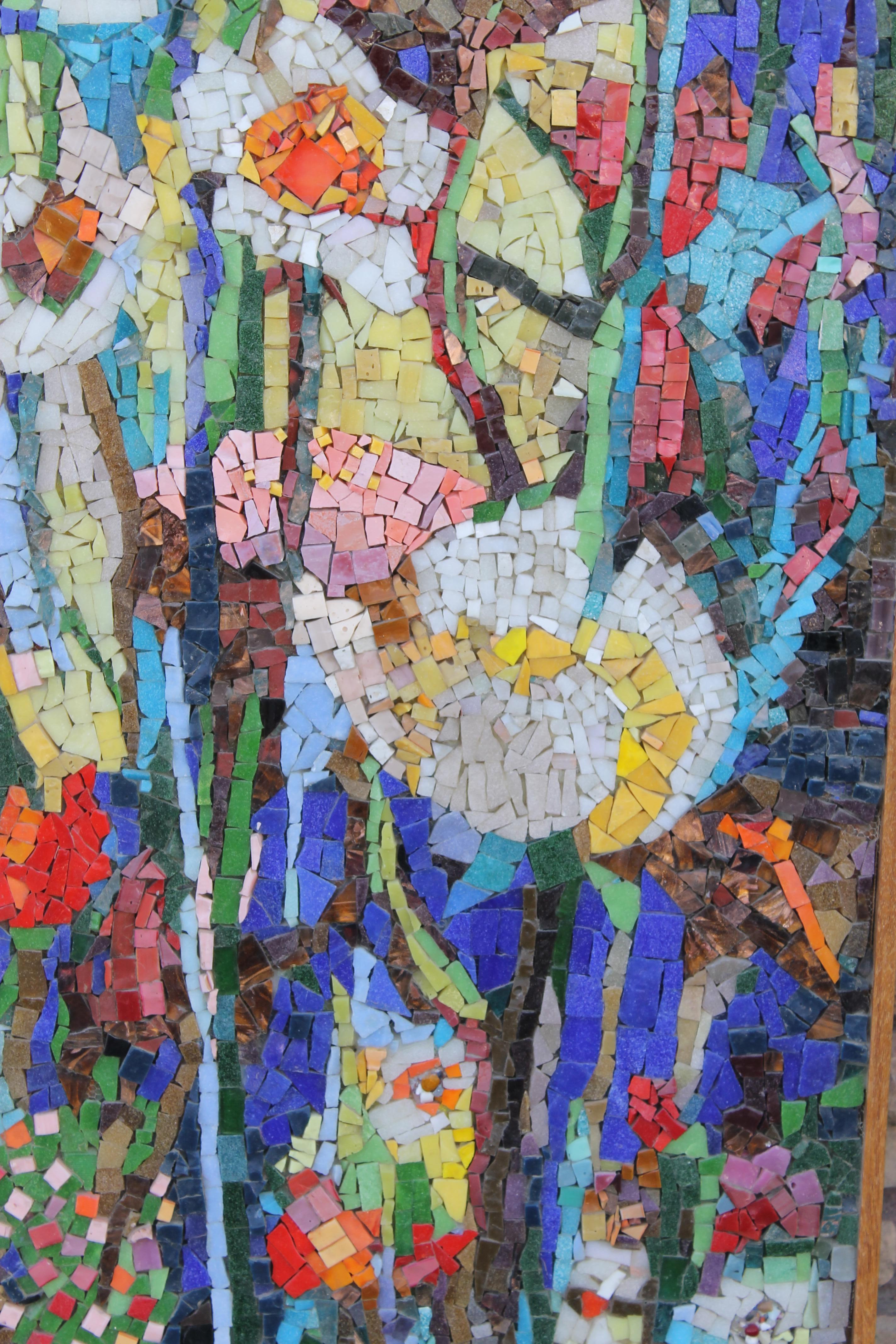 Midcentury Glass Tessera Mosaic Signed LANE In Good Condition In Palm Springs, CA