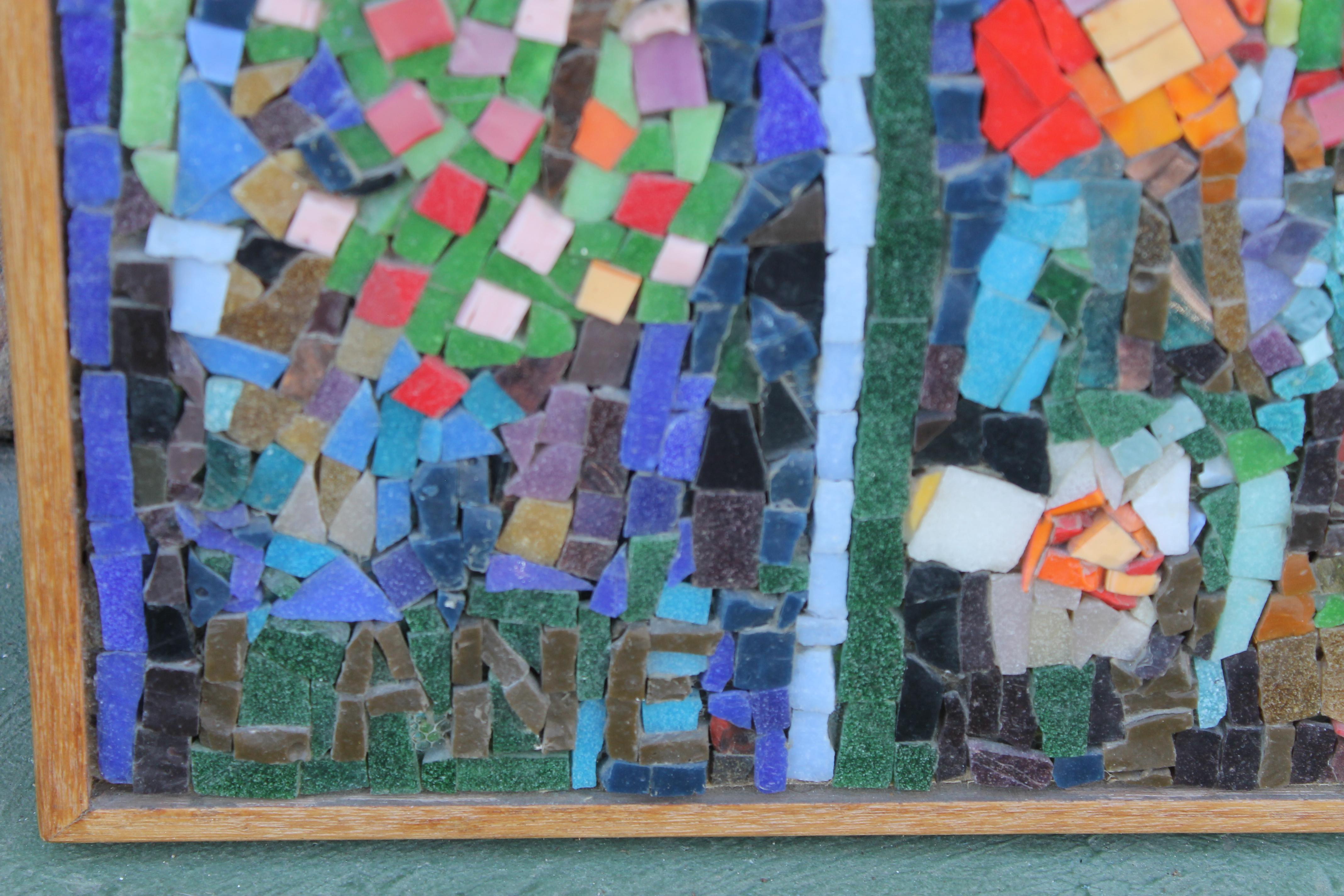 Mid-20th Century Midcentury Glass Tessera Mosaic Signed LANE