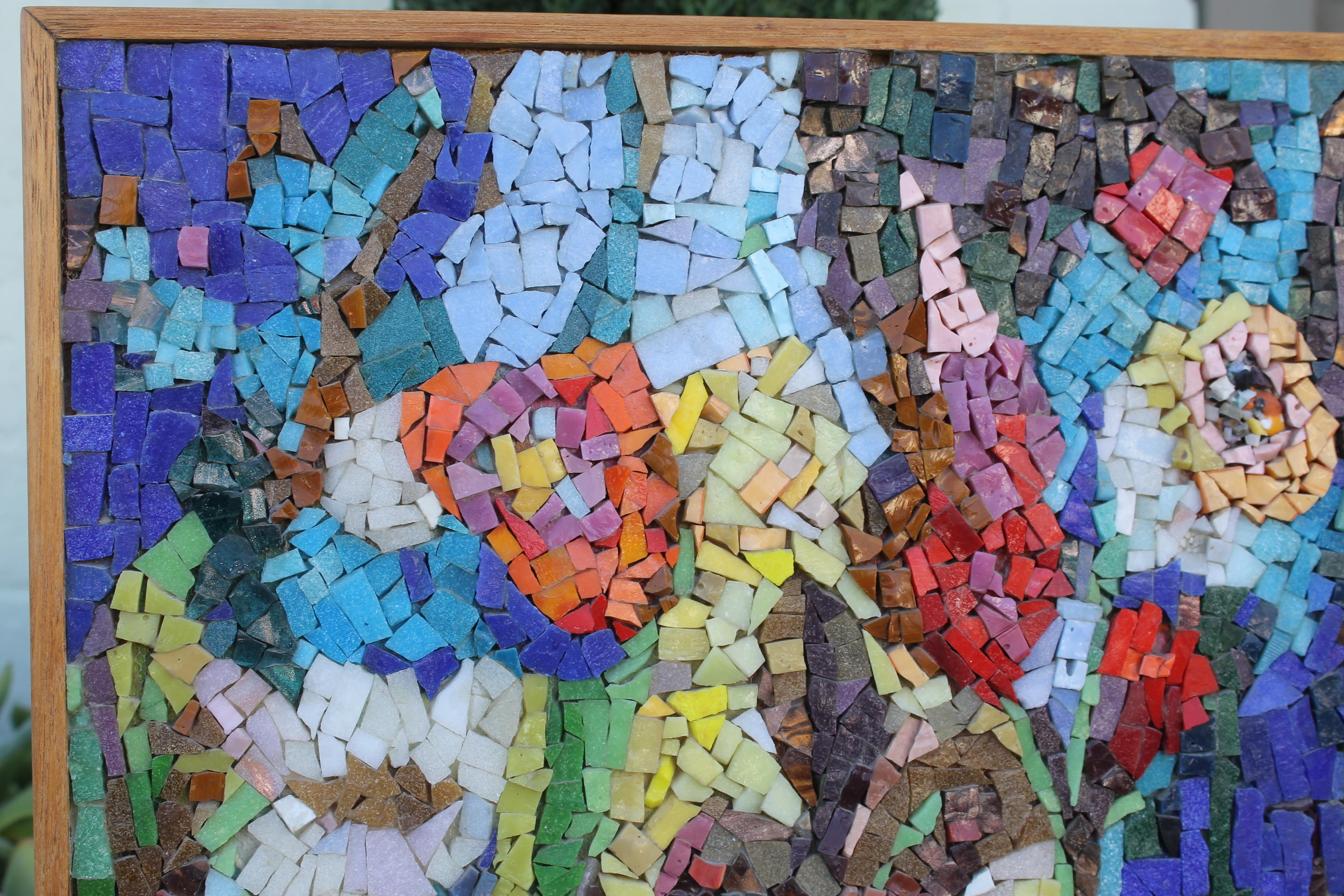 Ceramic Midcentury Glass Tessera Mosaic Signed LANE