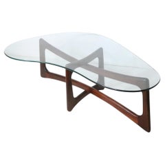 Amoeba Mid Century Glass Top Form. Table basse Ribbon par Adrian Pearsall