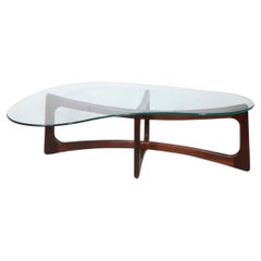 Amoeba Mid Century Glass Top Form. Table basse Ribbon par Adrian Pearsall