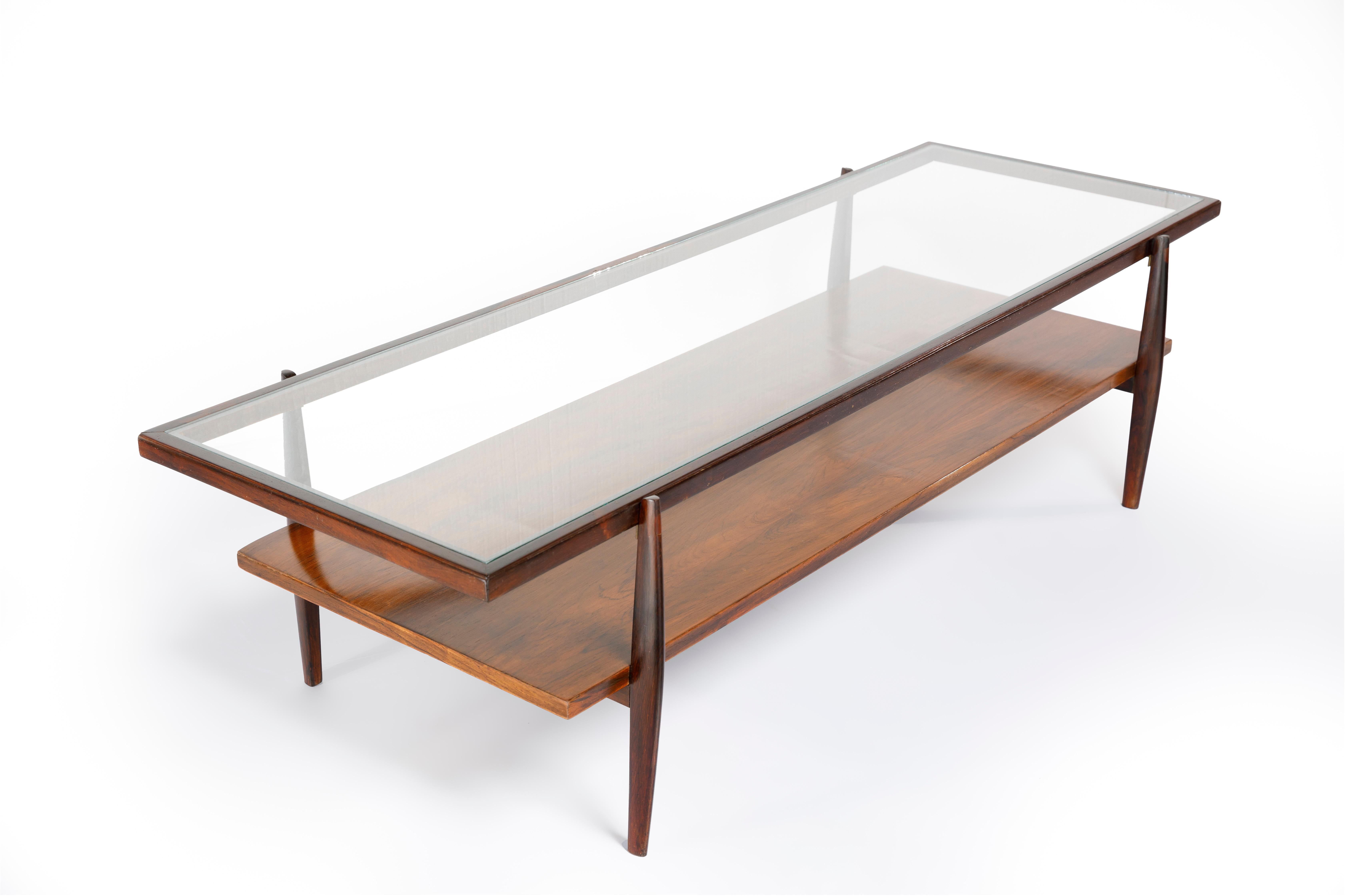 Mid-Century Modern Mid-Century Glass Top Coffee Table by Liceu de Artes e Ofícios, Brazil, 1950s