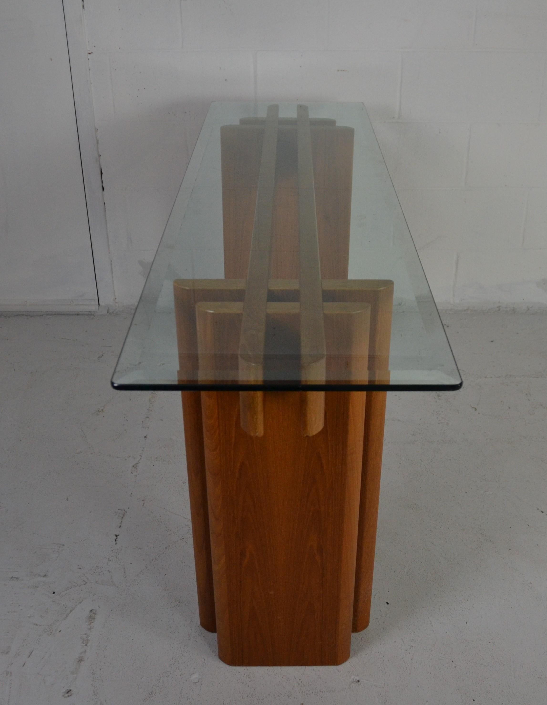 20th Century Midcentury Glass Top Console
