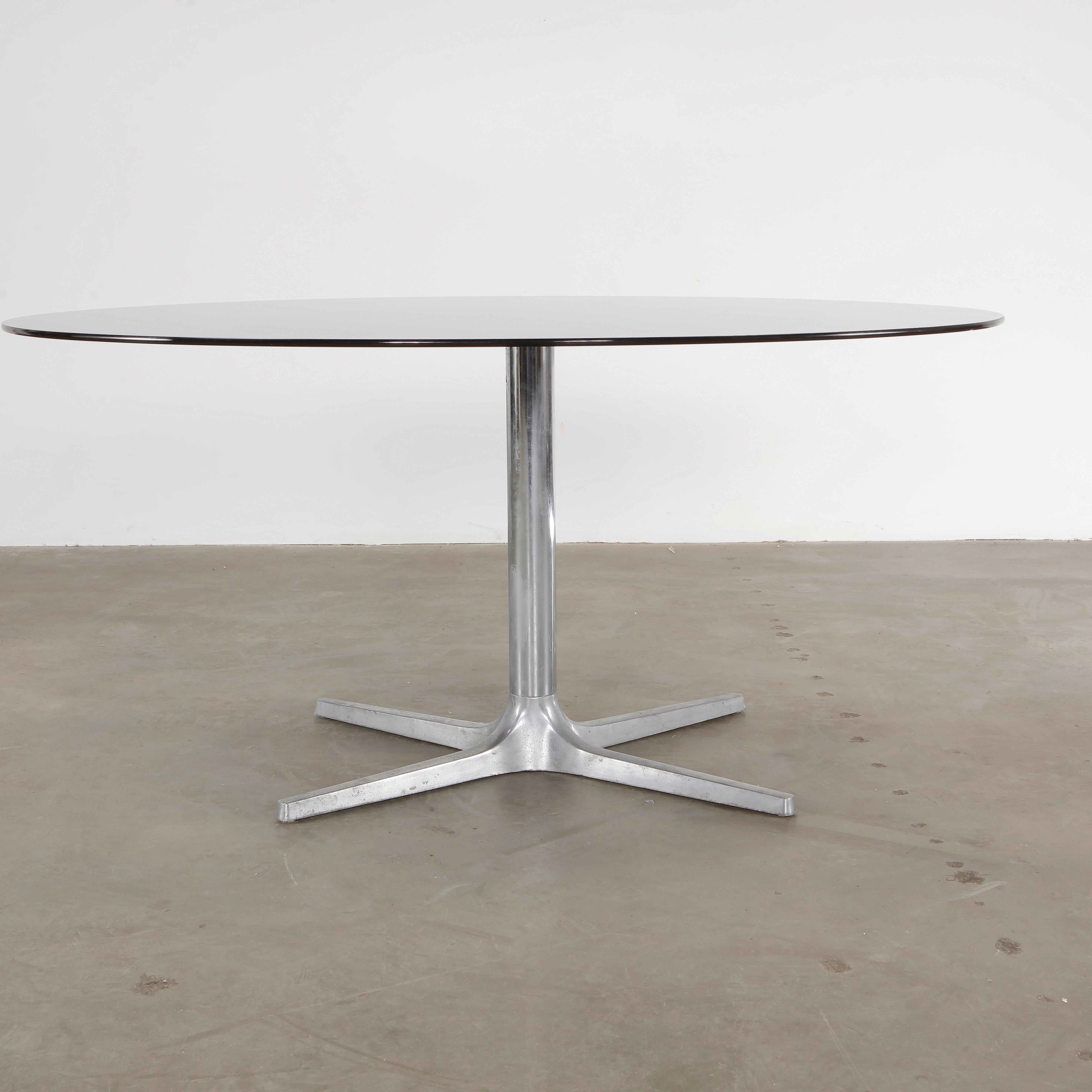 Mid Century Glass Top Dinner Table, 1980s For Sale 3
