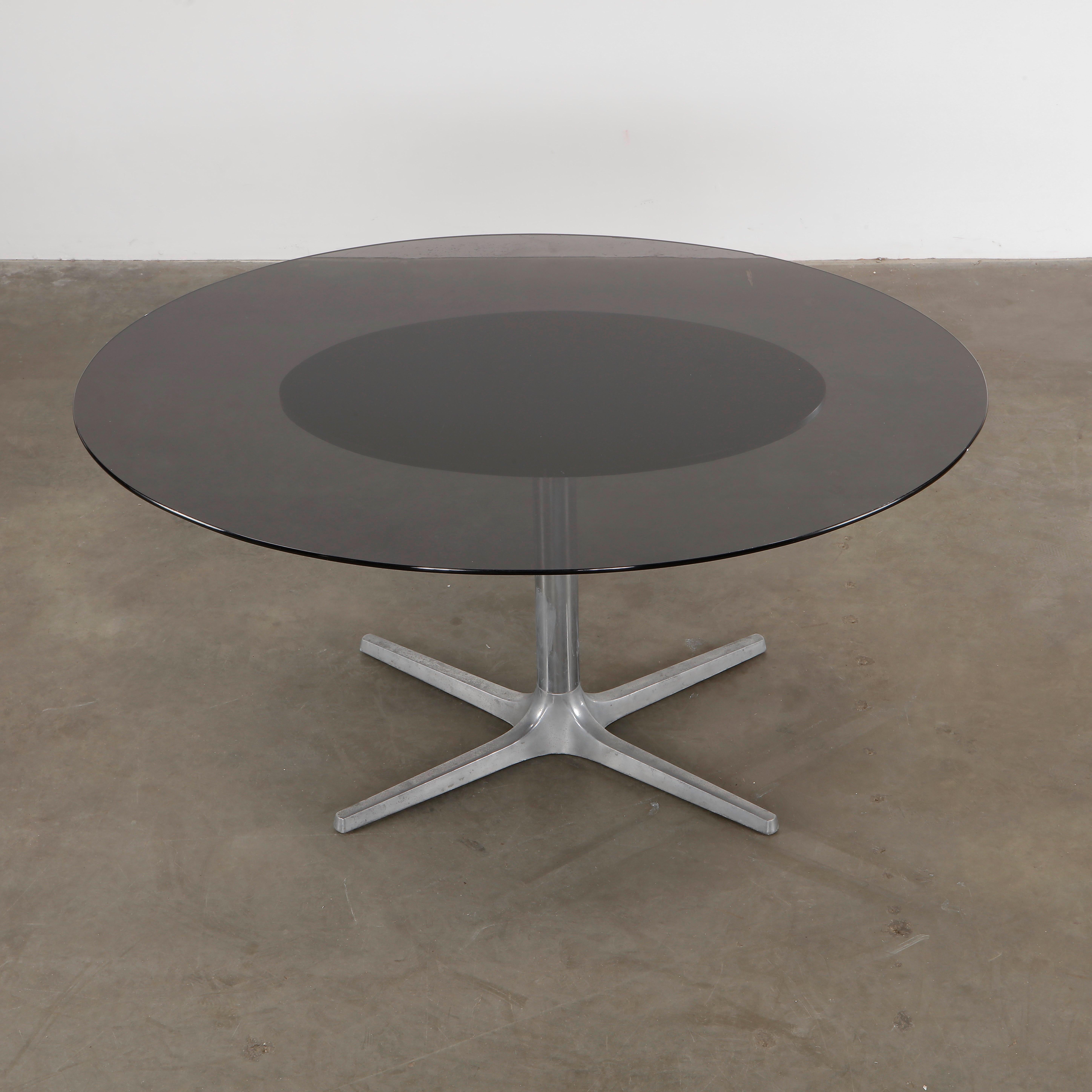 Mid Century Glass Top Dinner Table, 1980s For Sale 2