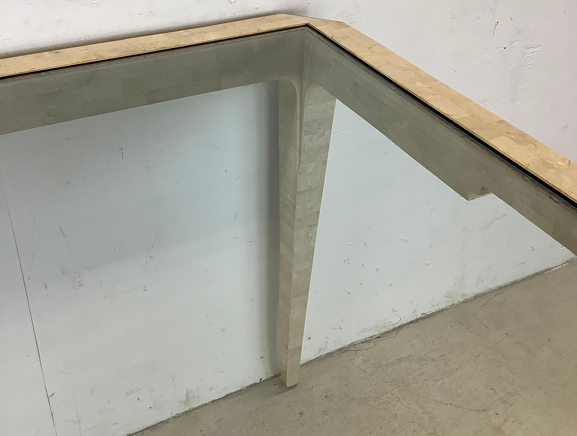 Mid-Century Glass Top Tessellated Game Table Attributed Maitland Smith 7