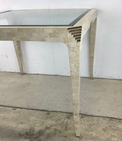 Mid-Century Glass Top Tessellated Game Table Attributed Maitland Smith