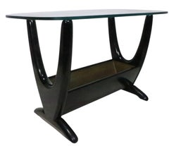 Mid Century Glass Top Wood Base Side End Table att. to Pearsall c. 1950/60's