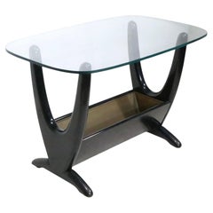Mid Century Glass Top Wood Base Side End Table att. to Pearsall c. 1950/60's