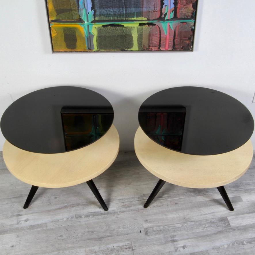 20th Century Mid Century Glass Topped Tripod Tables