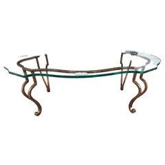 Mid Century Glass Turtle Top with a French Gilt Iron Base