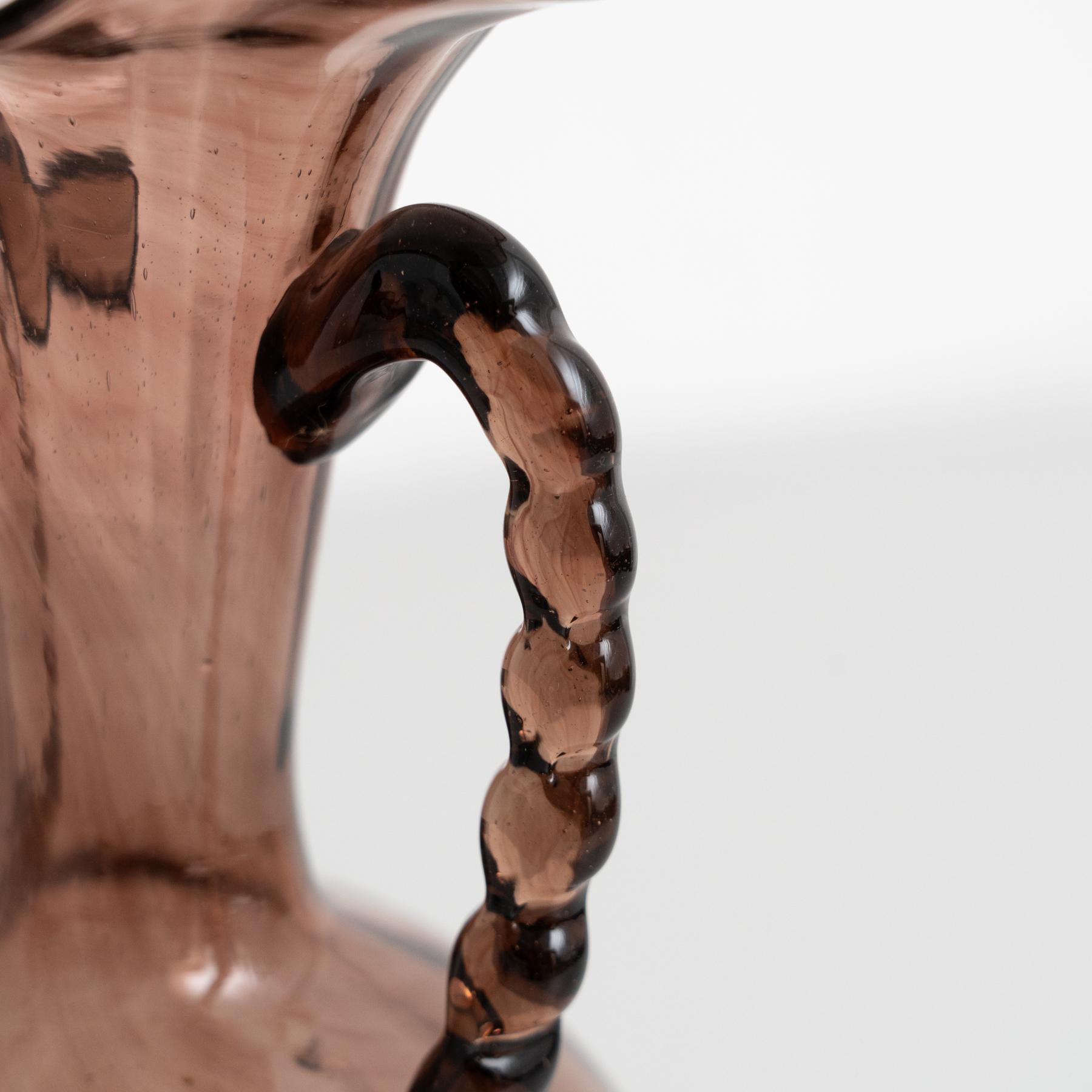 Mid Century Glass Vase – Blown Glass in Aubergine Purple For Sale 4