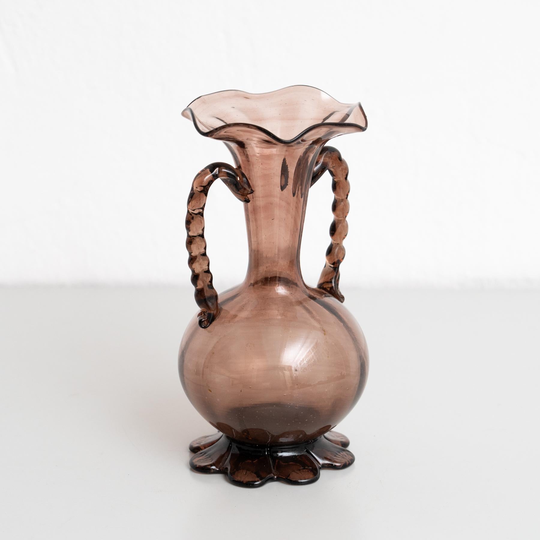 Mid-Century Modern Mid Century Glass Vase – Blown Glass in Aubergine Purple For Sale