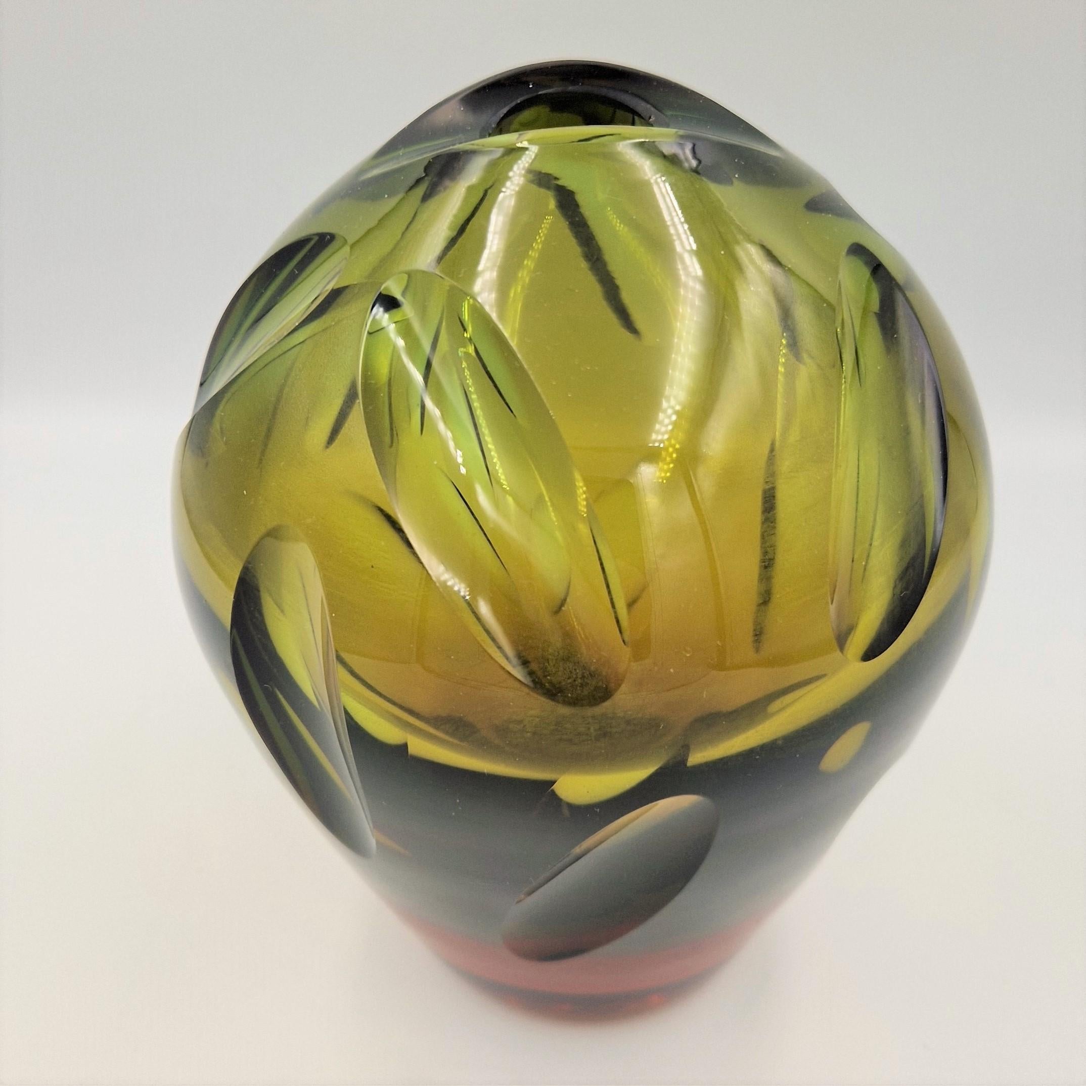 German MId century glass vase by Erich Jachmann for WMF. 1950 - 1959 For Sale
