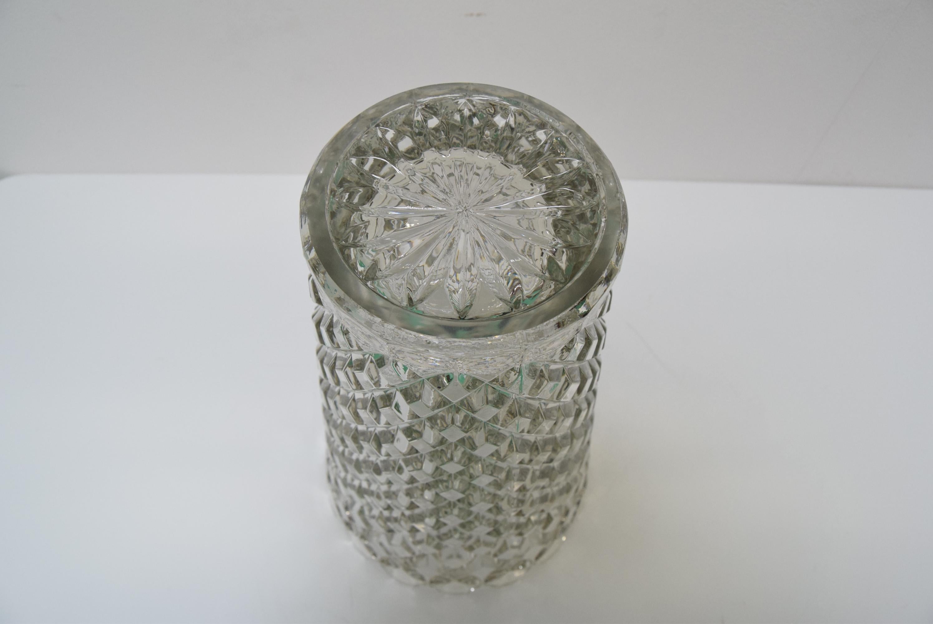 Midcentury Glass Vase, by Glasswork Novy Bor, 1960s For Sale 4