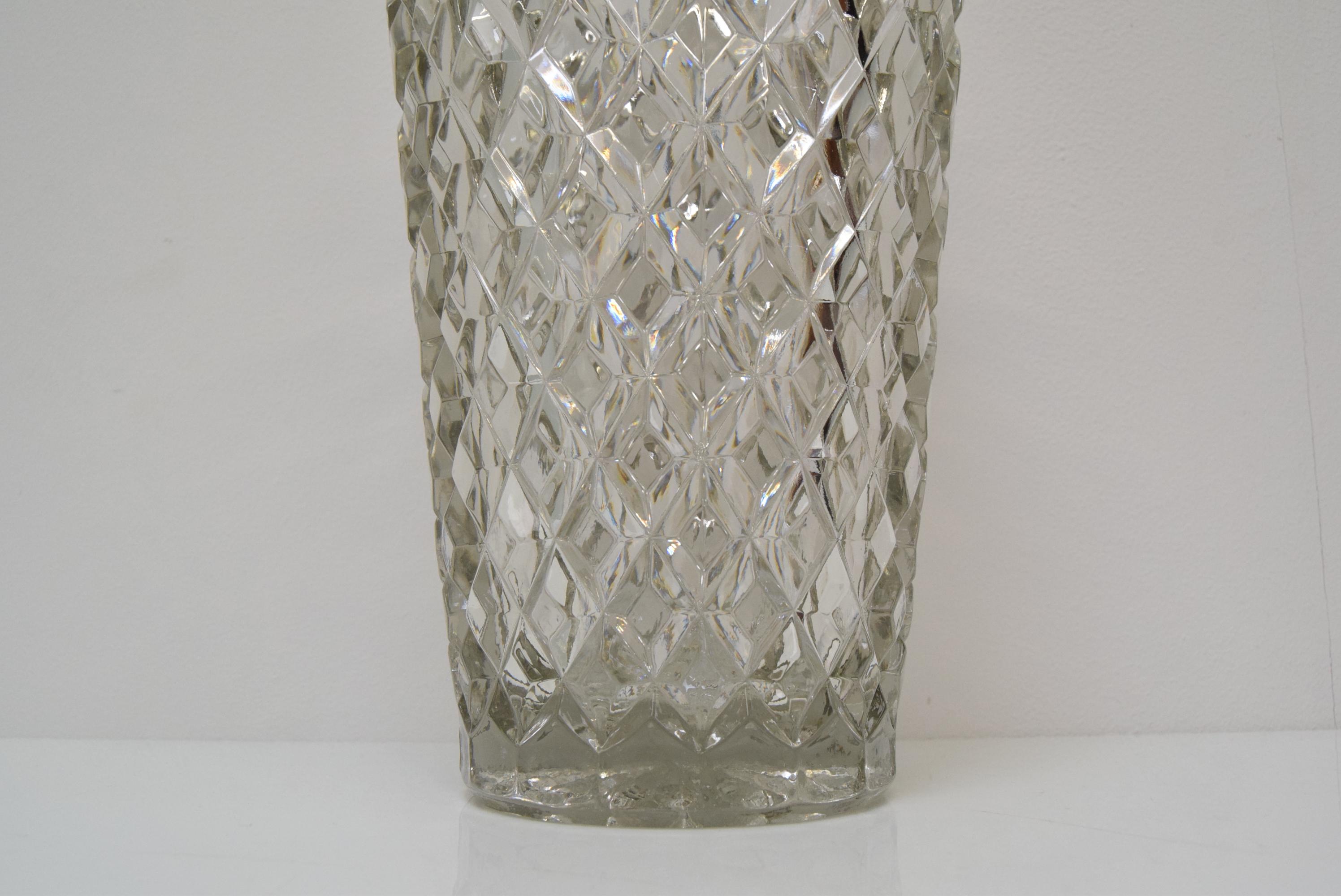 Mid-20th Century Midcentury Glass Vase, by Glasswork Novy Bor, 1960s For Sale