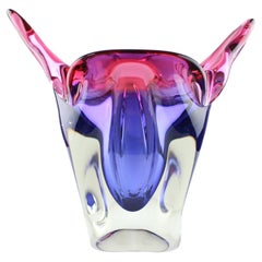 Mid-Century Glass Vase Cat Head Designed by Josef Hospodka, 1960's