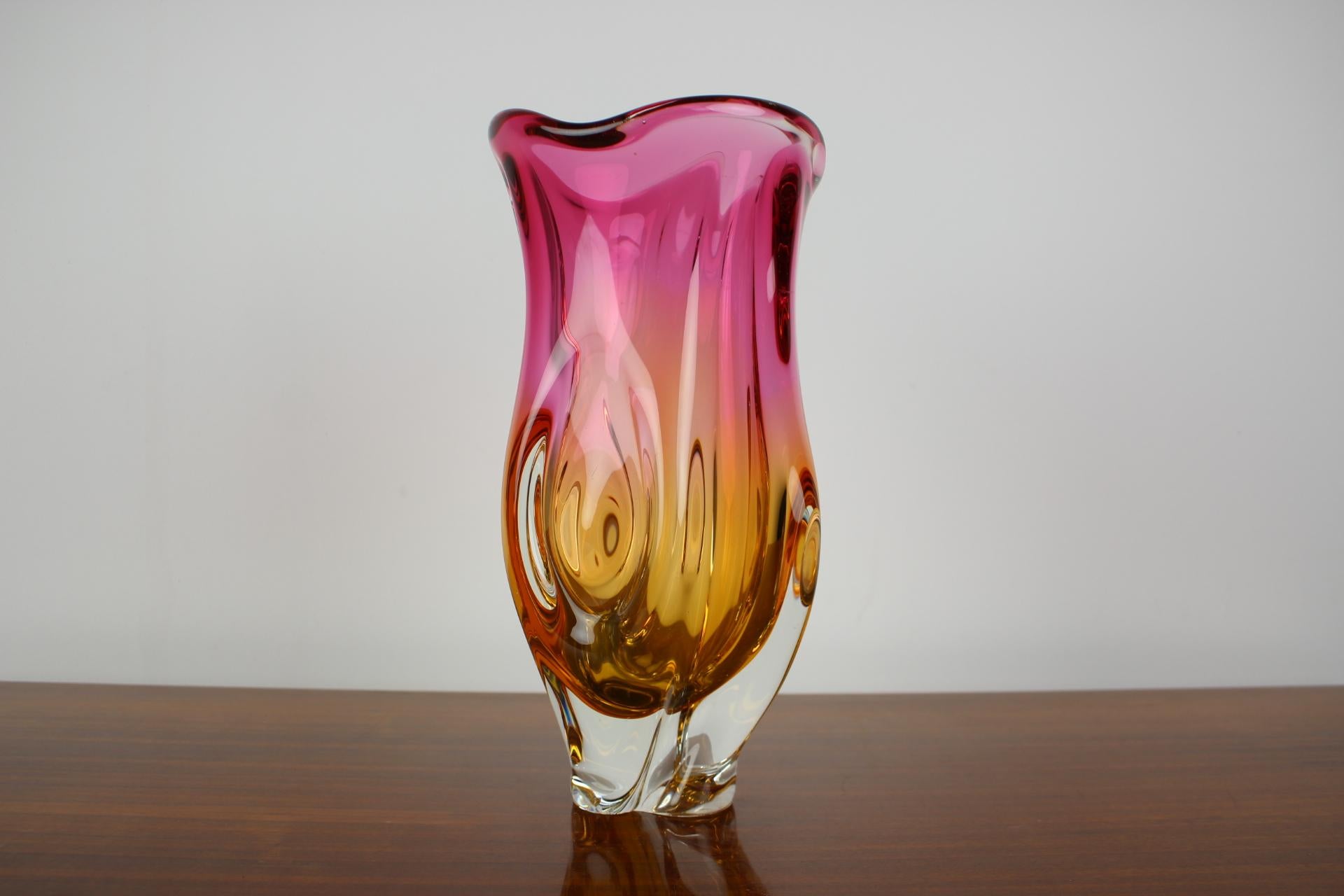 Czech Mid-Century Glass Vase Designed by Josef Hospodka, 1960's For Sale