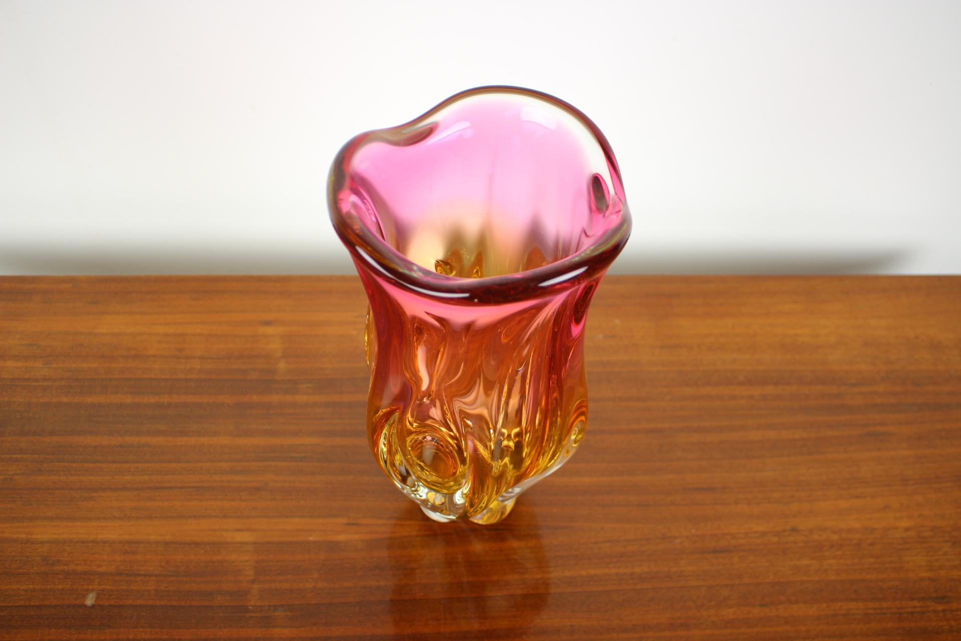 Mid-20th Century Mid-Century Glass Vase Designed by Josef Hospodka, 1960's For Sale