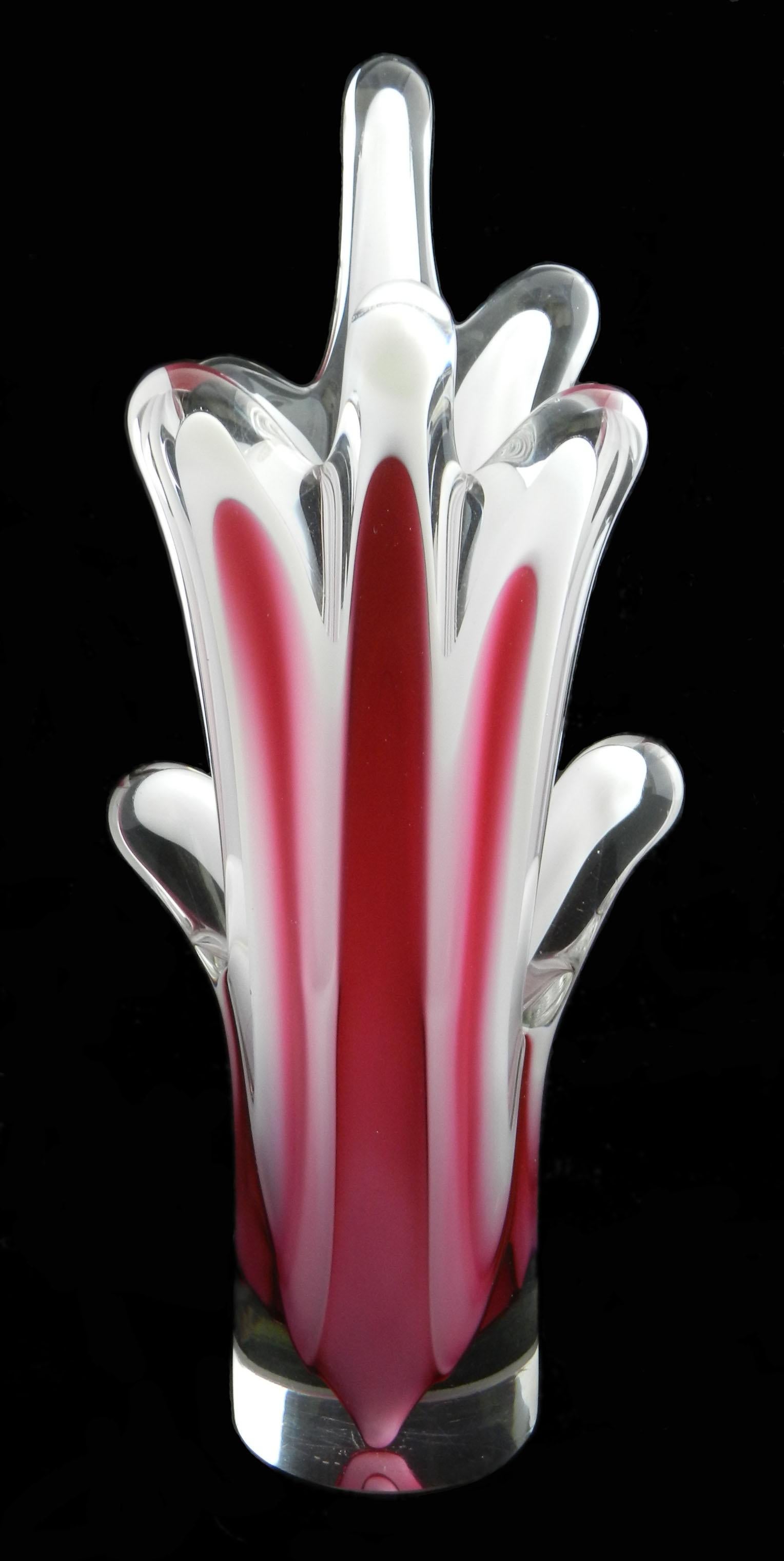 Mid-20th Century Mid Century Glass Vase Paul Kedelv Signed Flygsfors c1956 Coquilles  For Sale