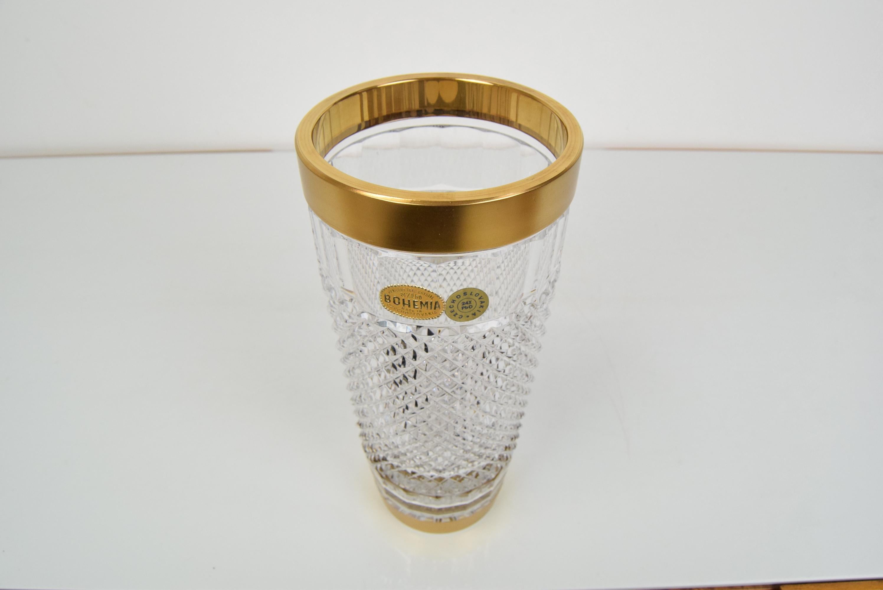 Mid-Century Modern Mid-Century Glass Vase, Bohemia Crystal, circa 1960's For Sale