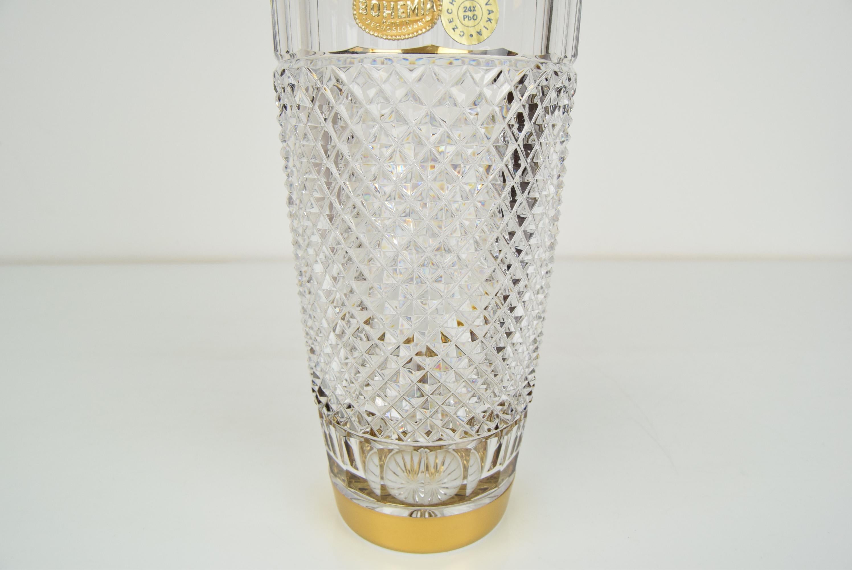 Mid-Century Glass Vase, Bohemia Crystal, circa 1960's In Good Condition For Sale In Praha, CZ