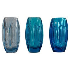 Mid-Century Glass Vases by Rudolf Schrötter for Sklo Union, 1950s. Set of 3.