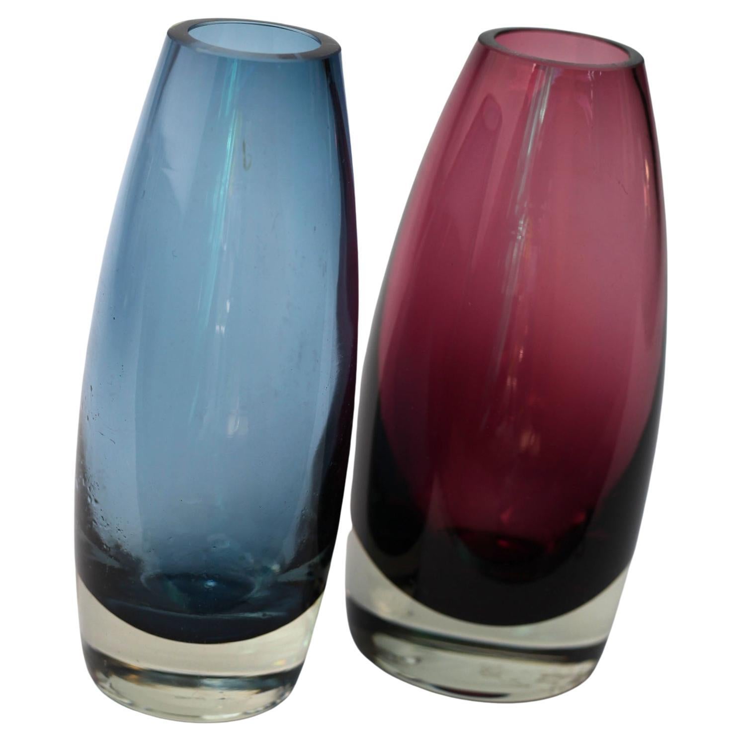 Midcentury Glass Vases by Tamara Aladin for Riihimaen Riihimaen from Finland For Sale