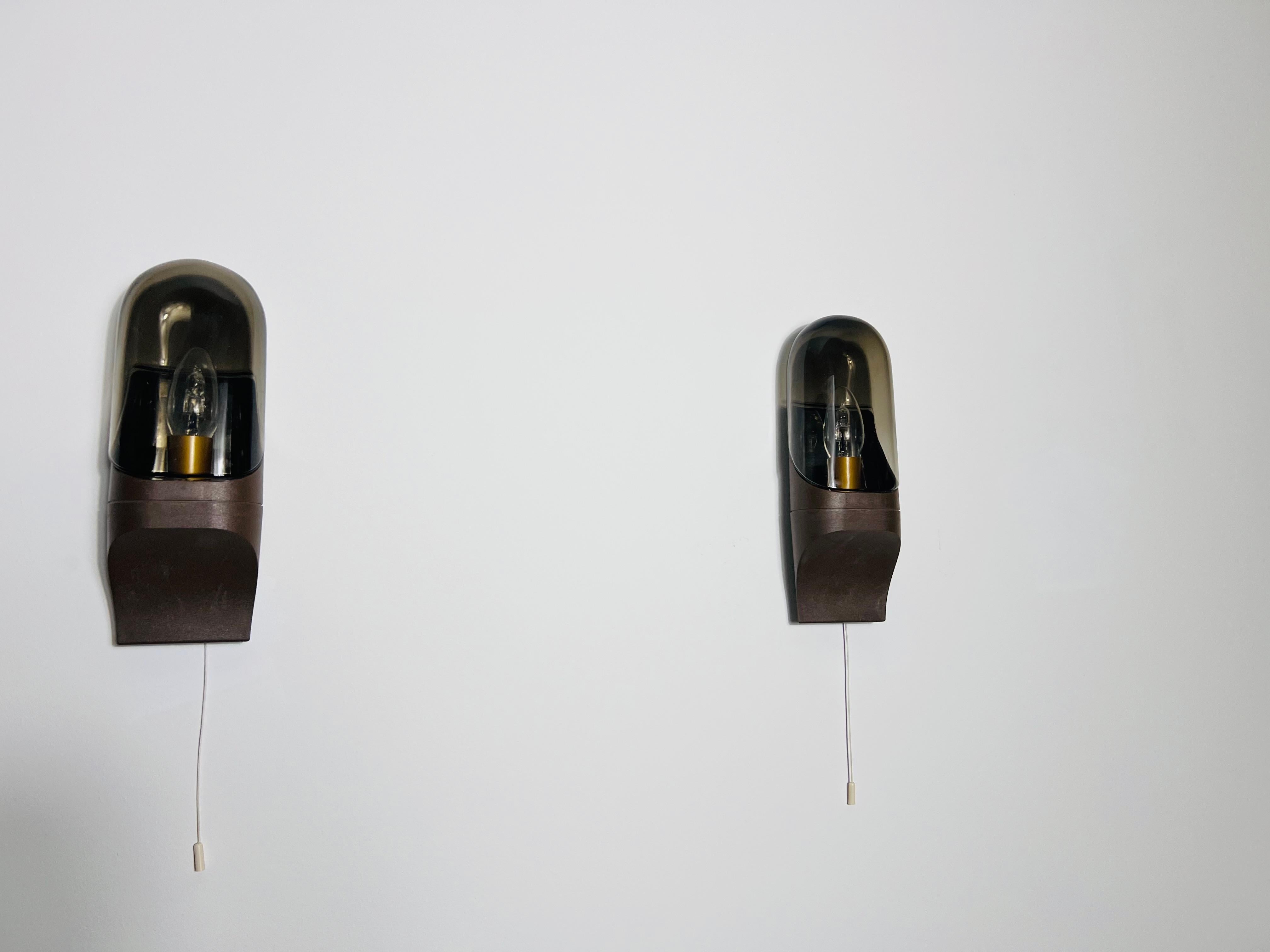 Mid-Century Modern Mid-Century Glass Wall Lamp by Hillebrand, 1970s, Germany For Sale