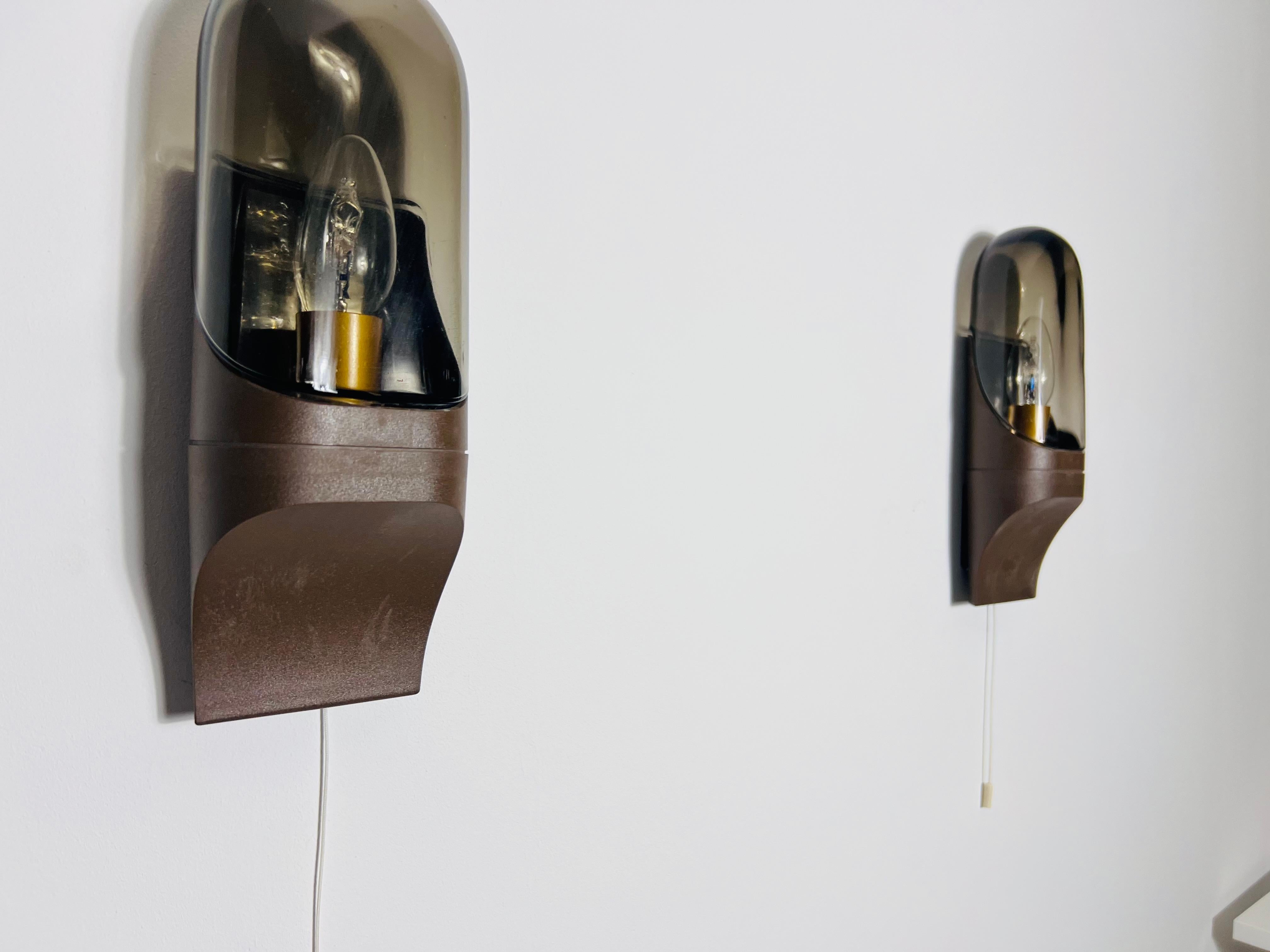 Mid-Century Glass Wall Lamp by Hillebrand, 1970s, Germany For Sale 1